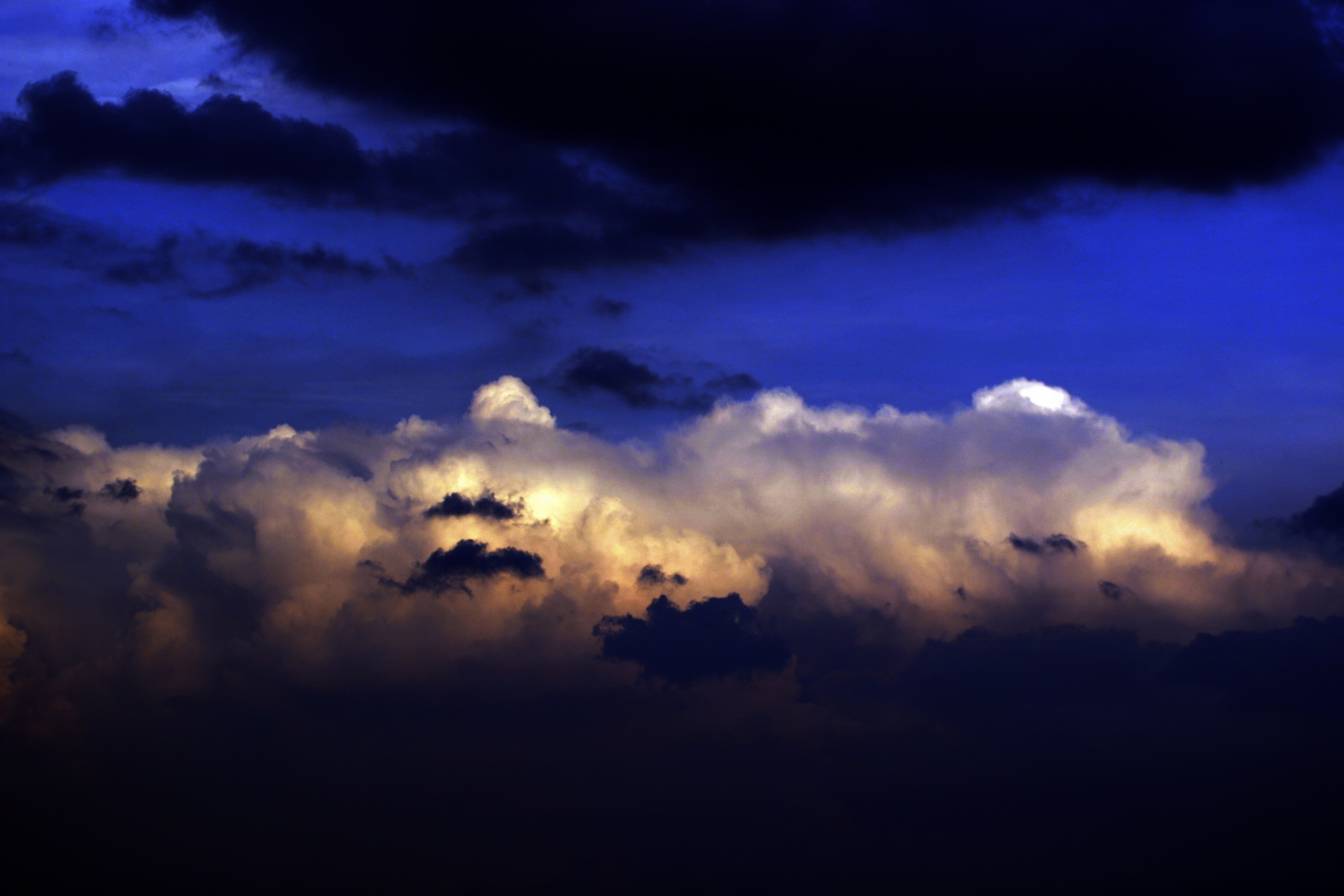 clouds, black, white, blue, dark, layers, colors, color UHD