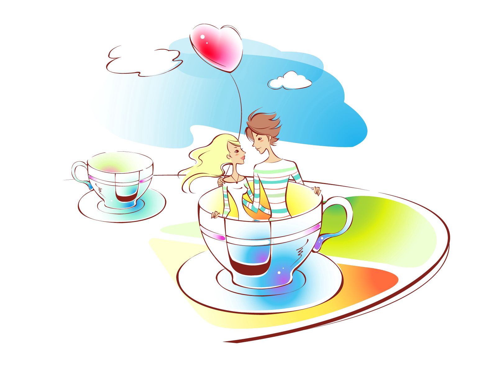 Download free mobile wallpaper Art, Love, Couple, Pair, Cup, Picture, Drawi...