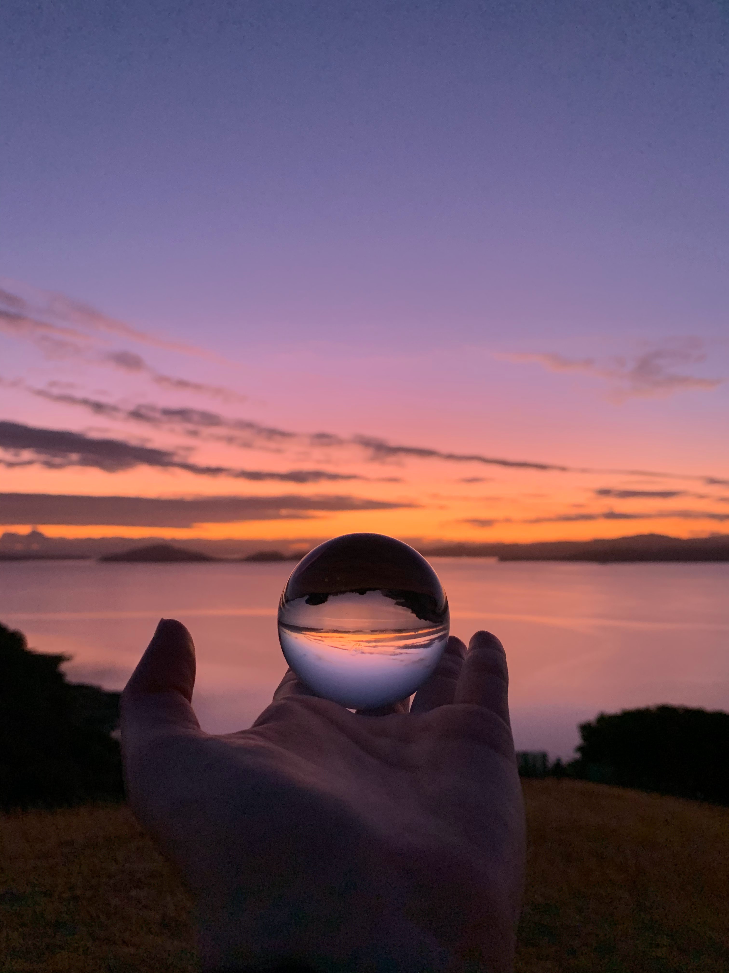 Download mobile wallpaper Miscellanea, Reflection, Hand, Miscellaneous, Ball for free.