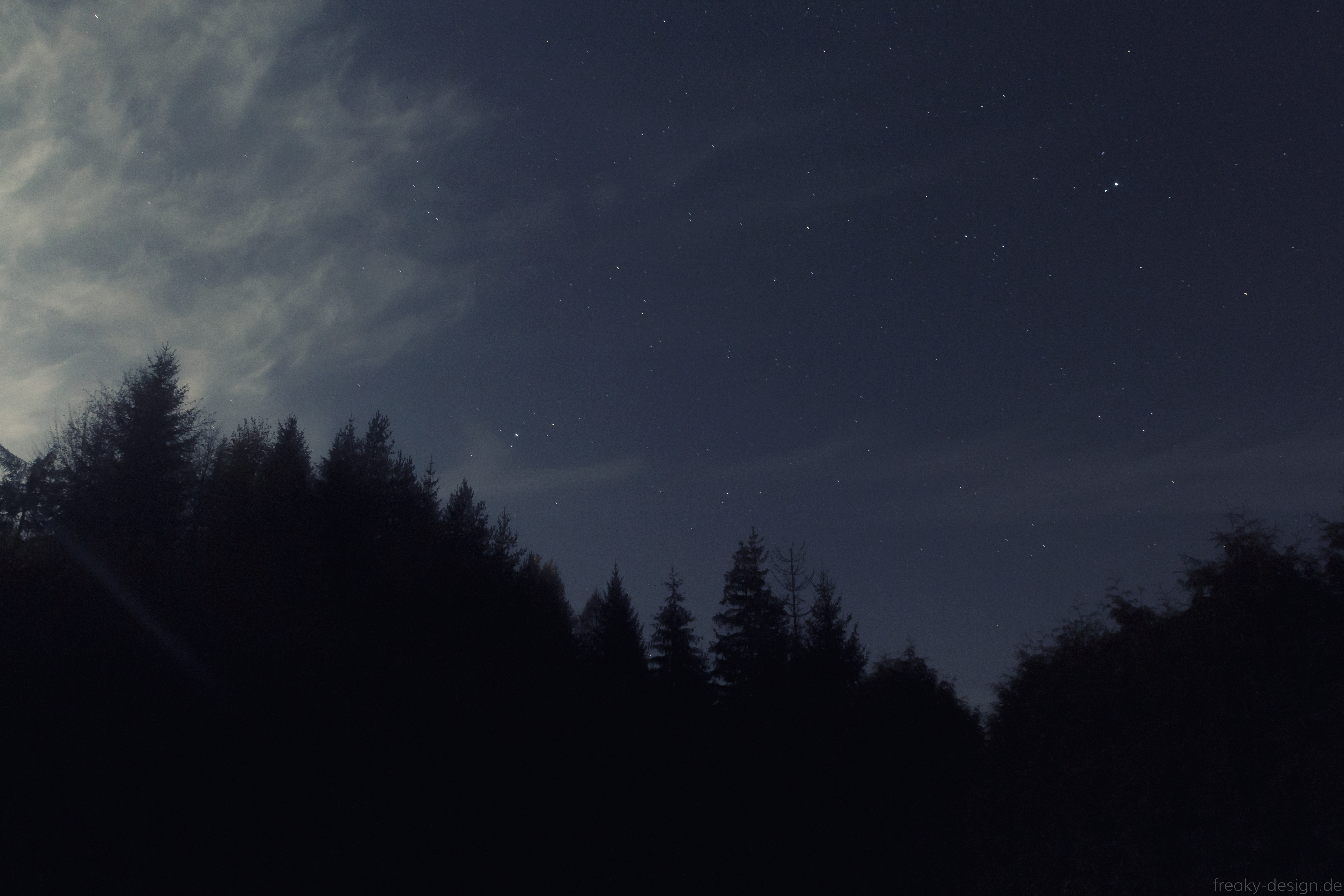 32k Linux trees, night, darkness, starry sky