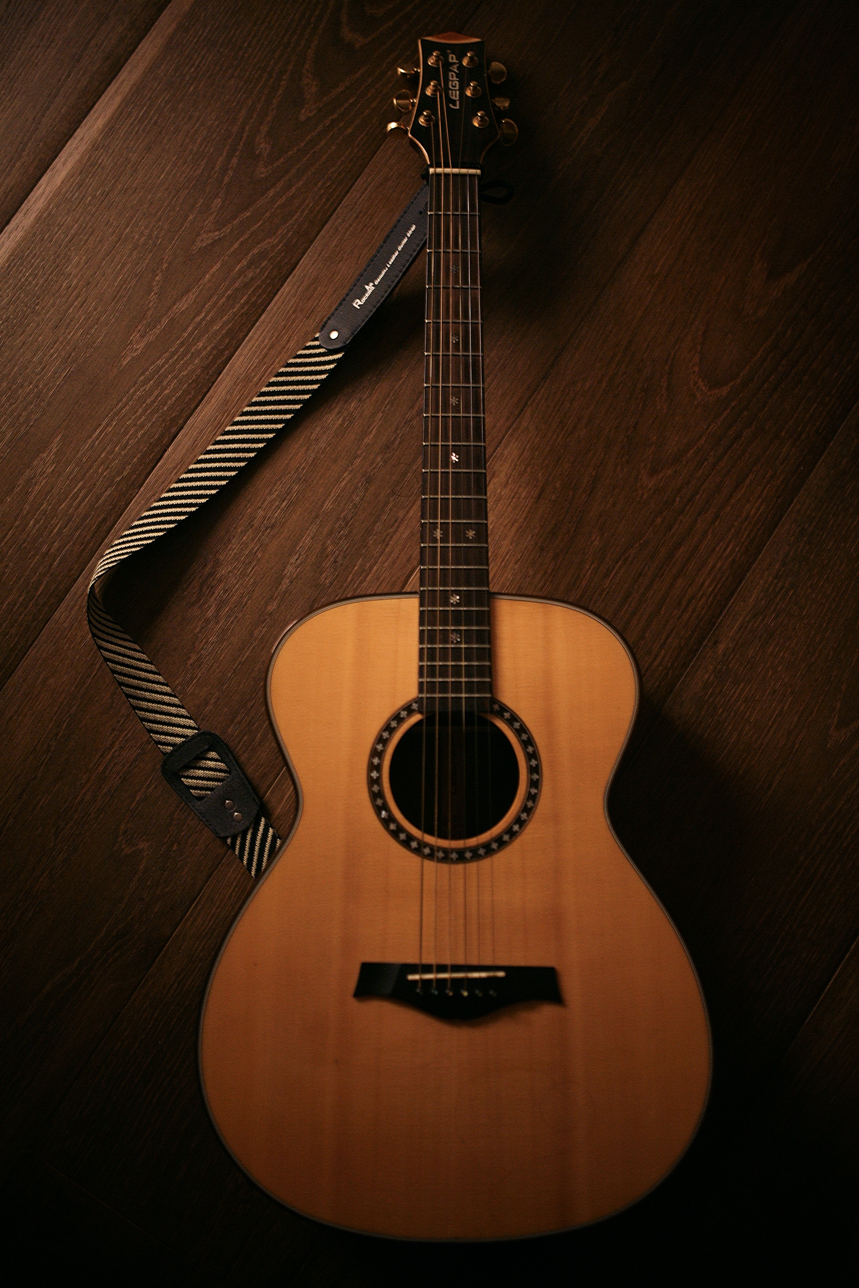 guitar, acoustic guitar, musical instrument, music, brown