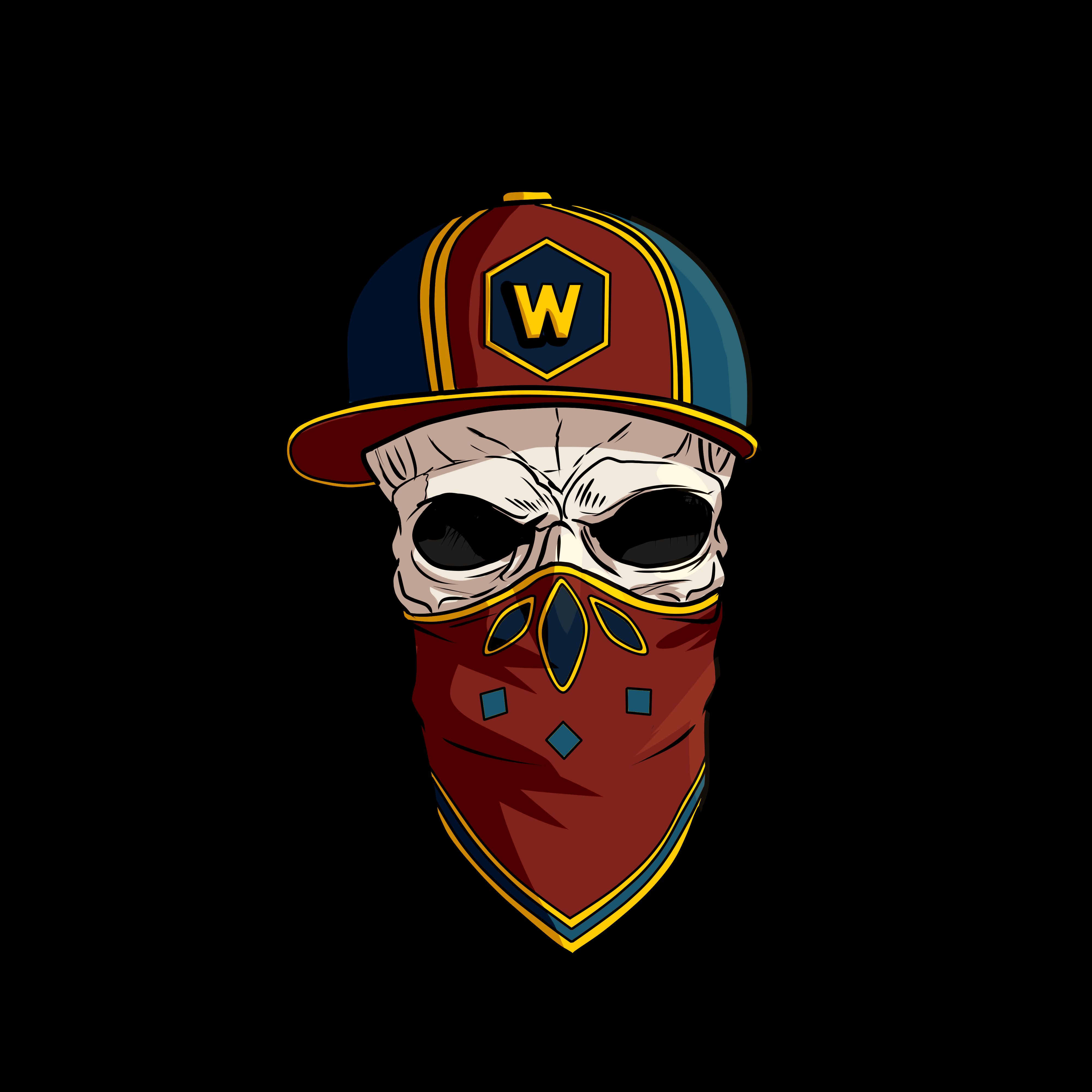Phone Wallpaper logo, cap, skull, art