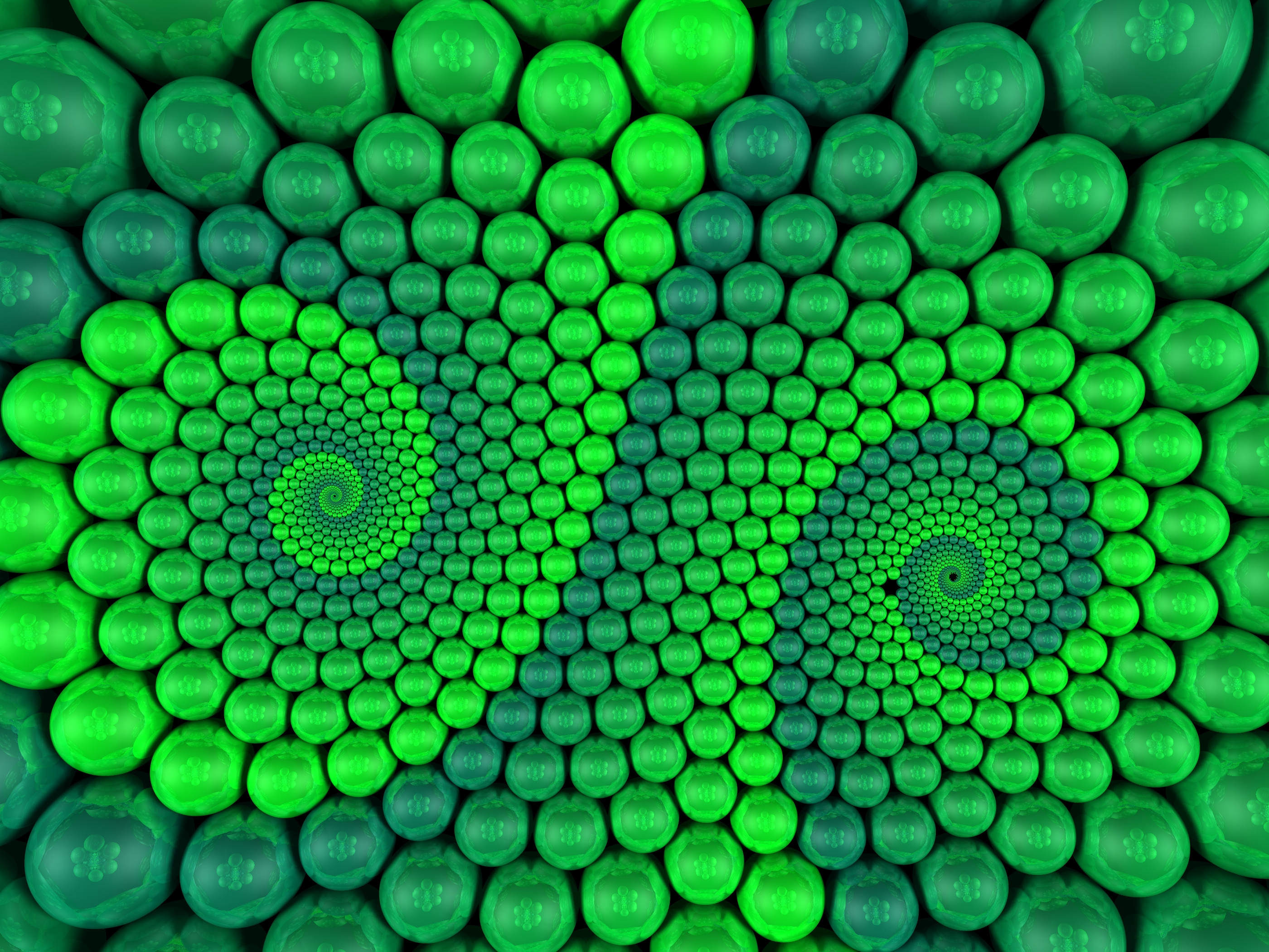 rendering, green, 3d, rotation, spiral, balls