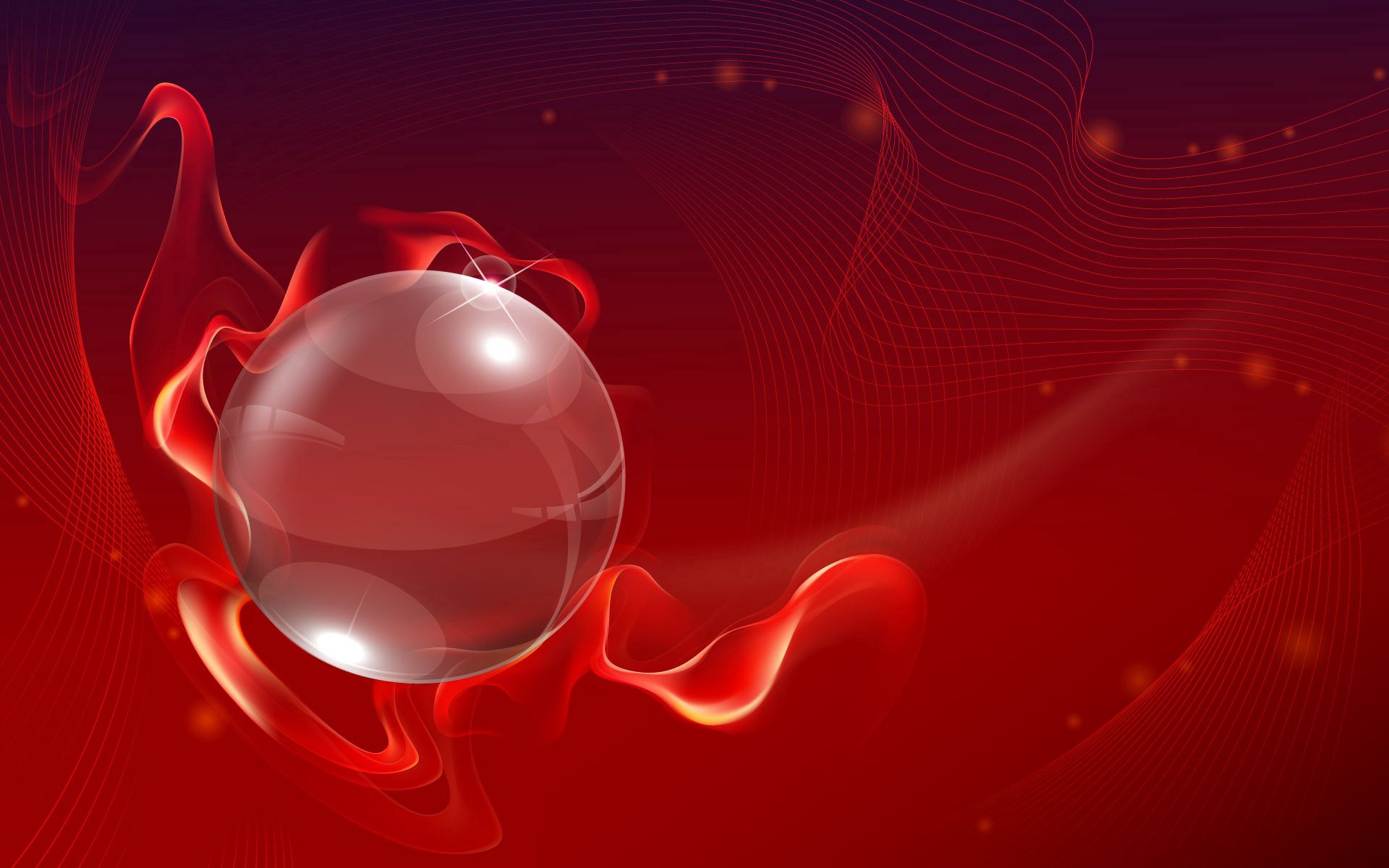 lines, abstract, background, red, ball QHD