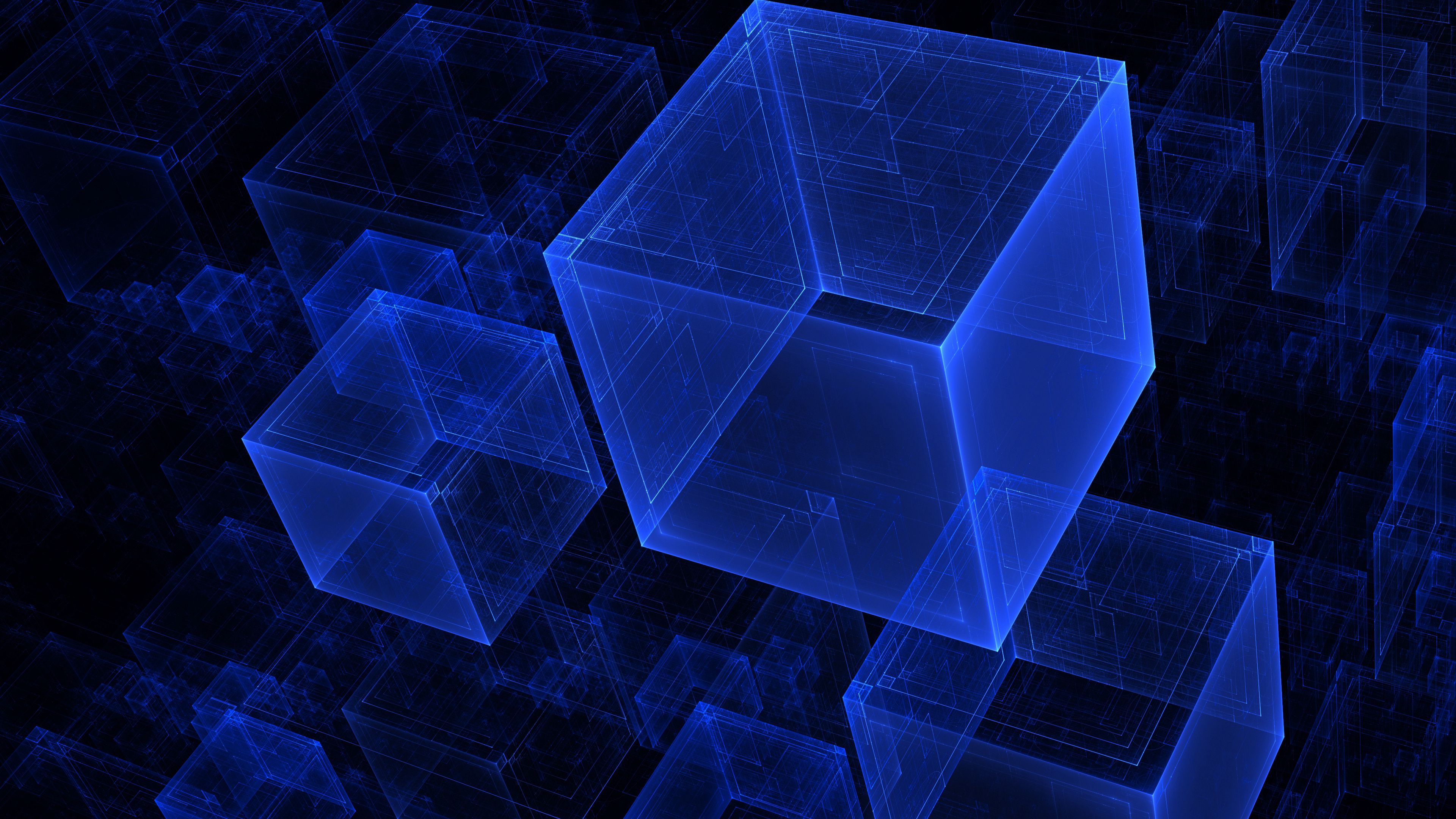 abstract, blue, cuba, hologram 4K Ultra