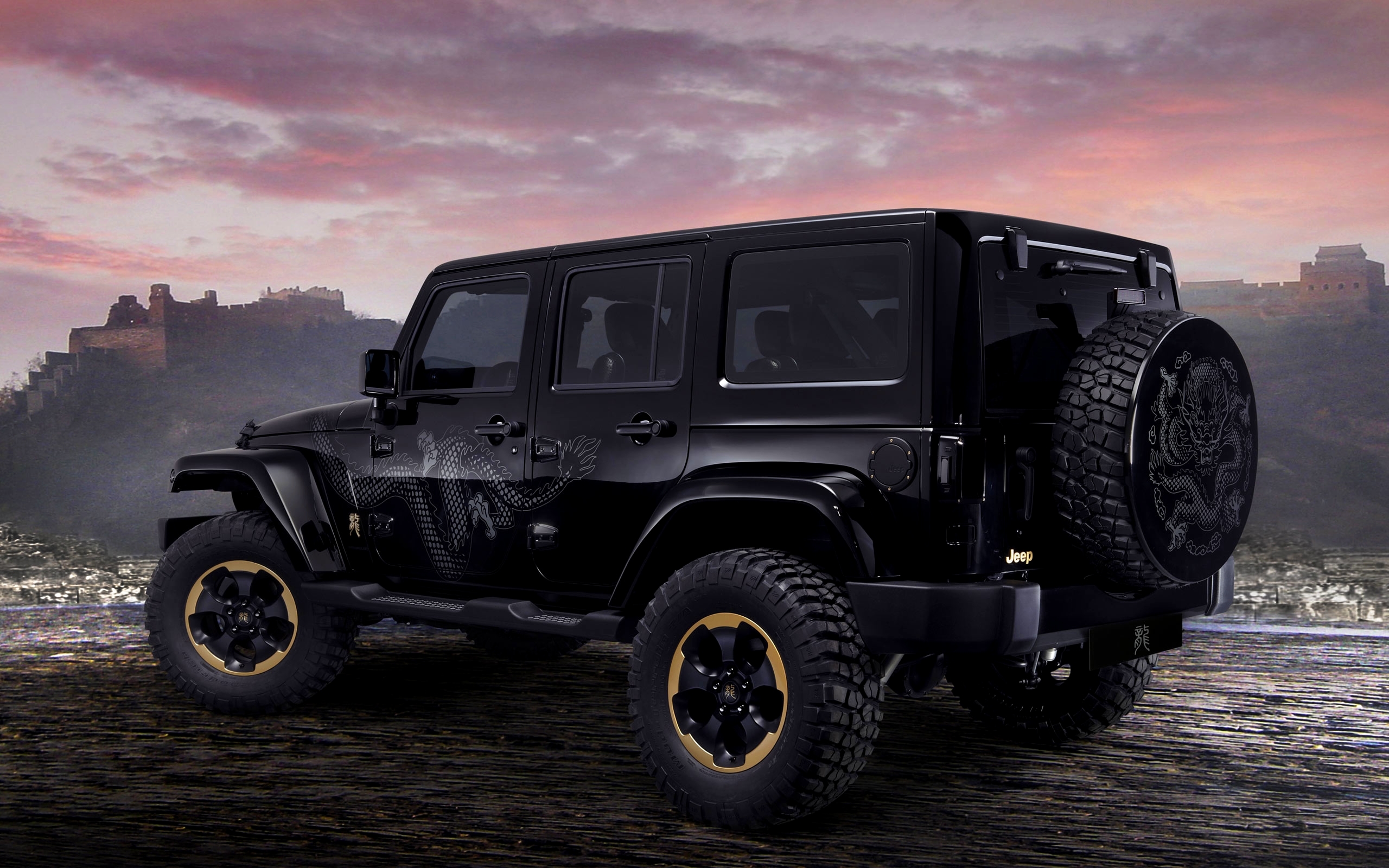 black car, jeep, car, vehicles, jeep wrangler, jeep wrangler dragon 32K