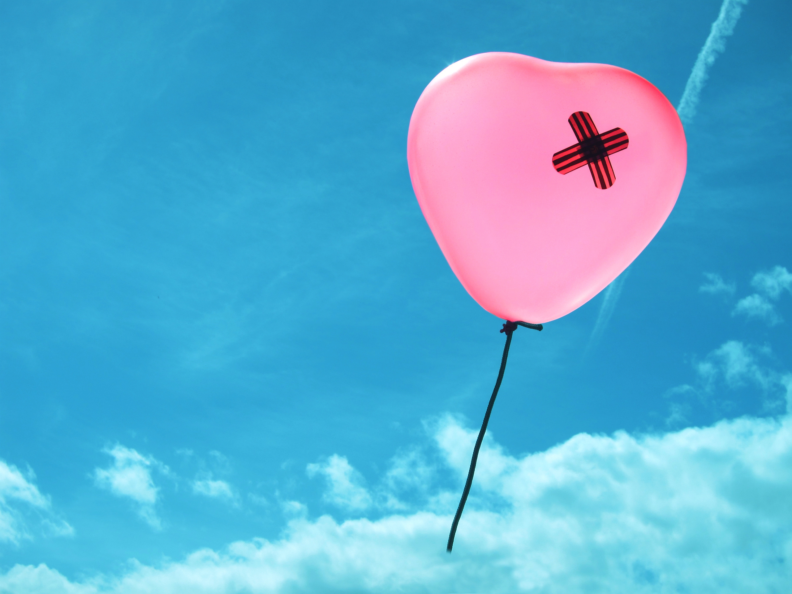 against the sky, pink, balloon, heart Full HD