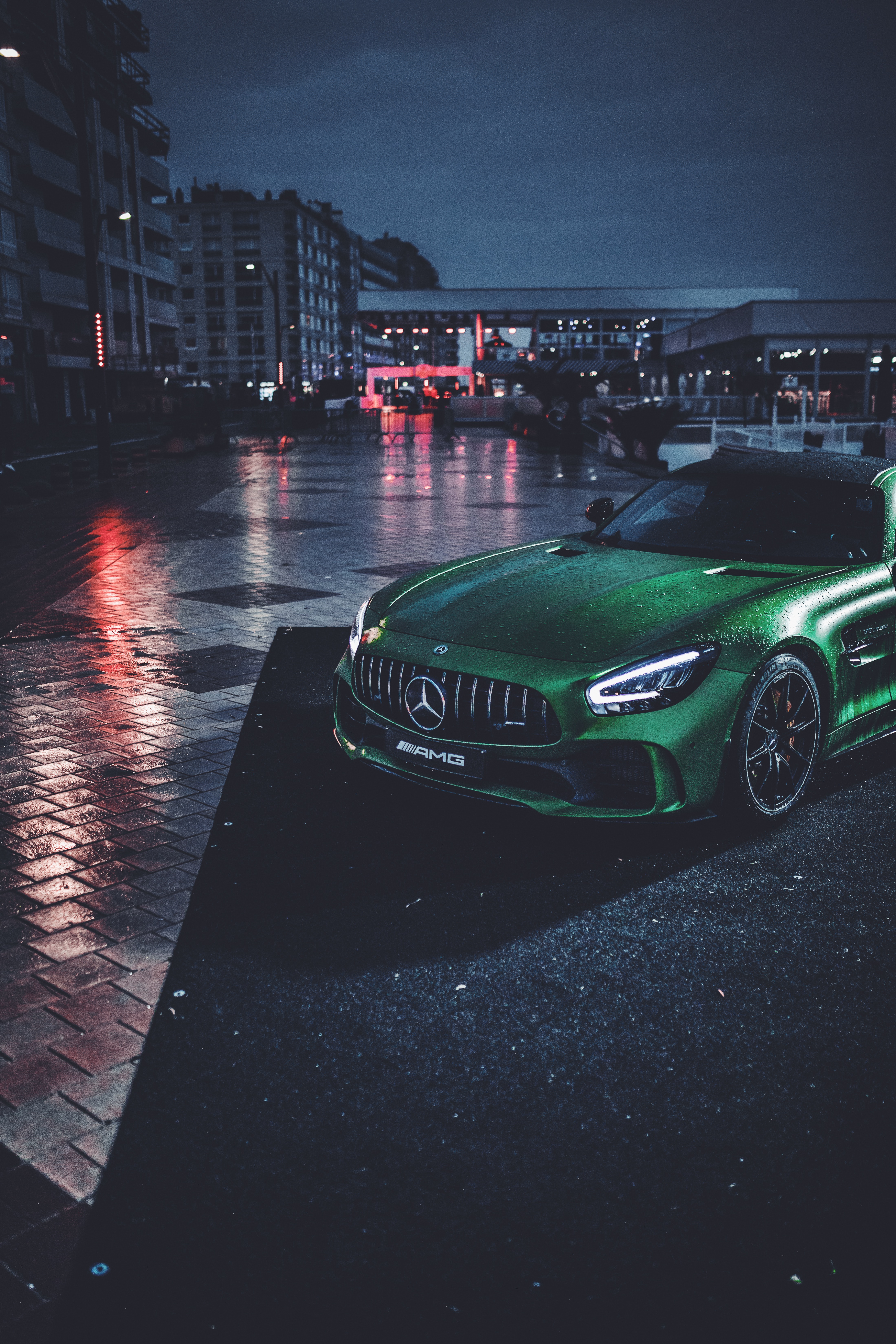 78291 download wallpaper wet, supercar, sports, cars, green, car, machine, sports car, mercedes screensavers and pictures for free
