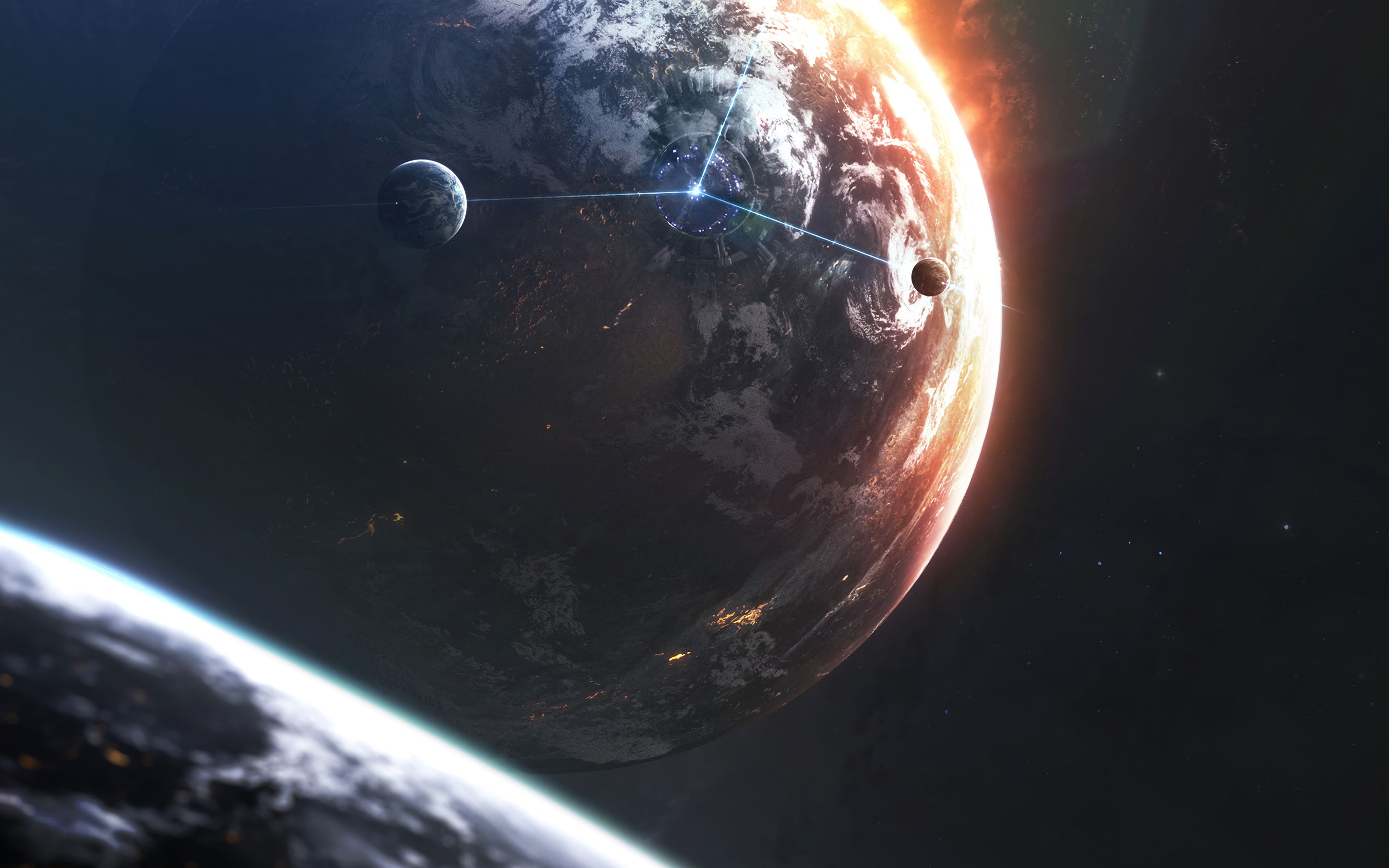 universe, ball, planet, satellites wallpapers for tablet