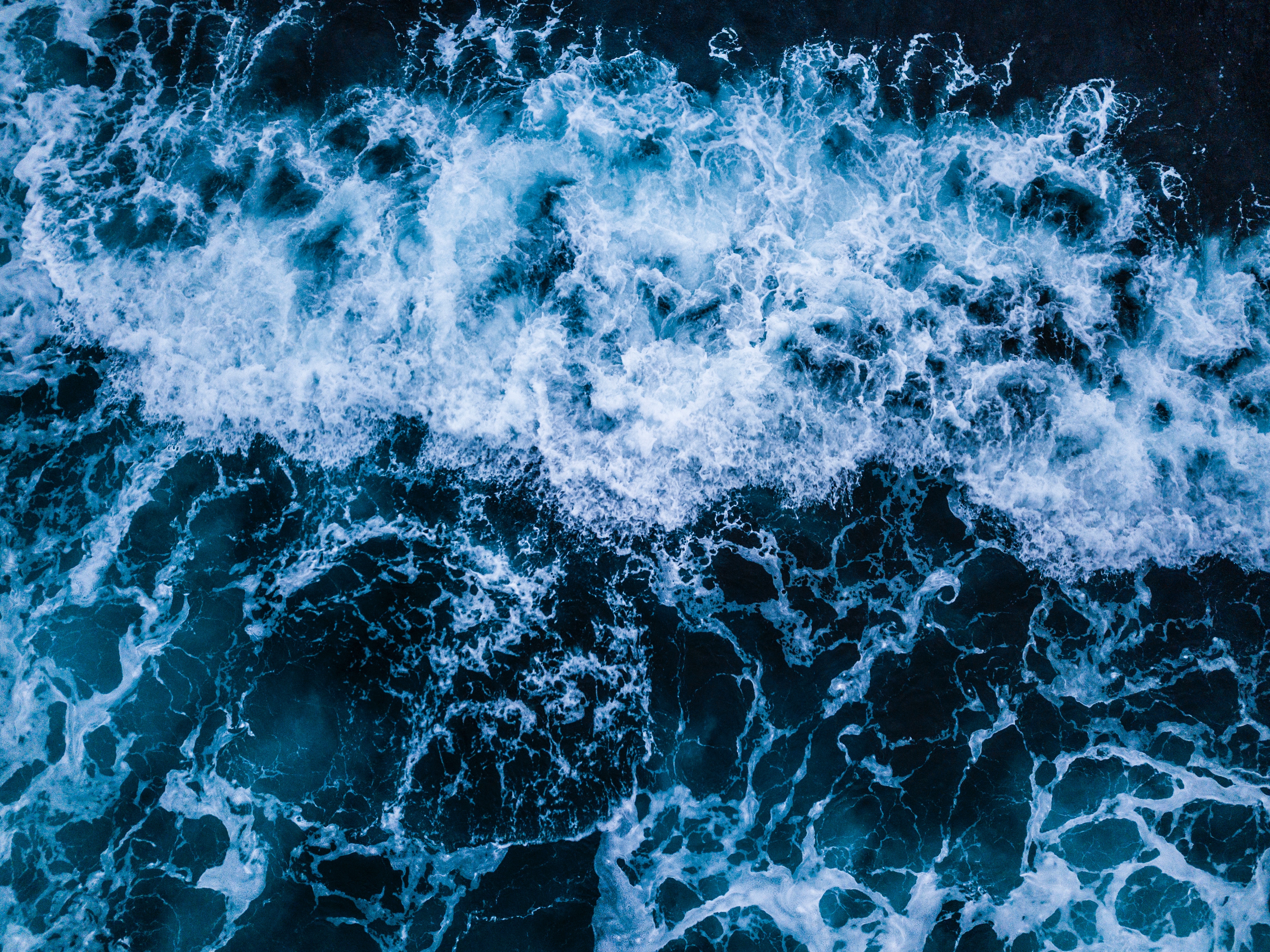 water, nature, sea, waves, view from above, foam, surf HD wallpaper