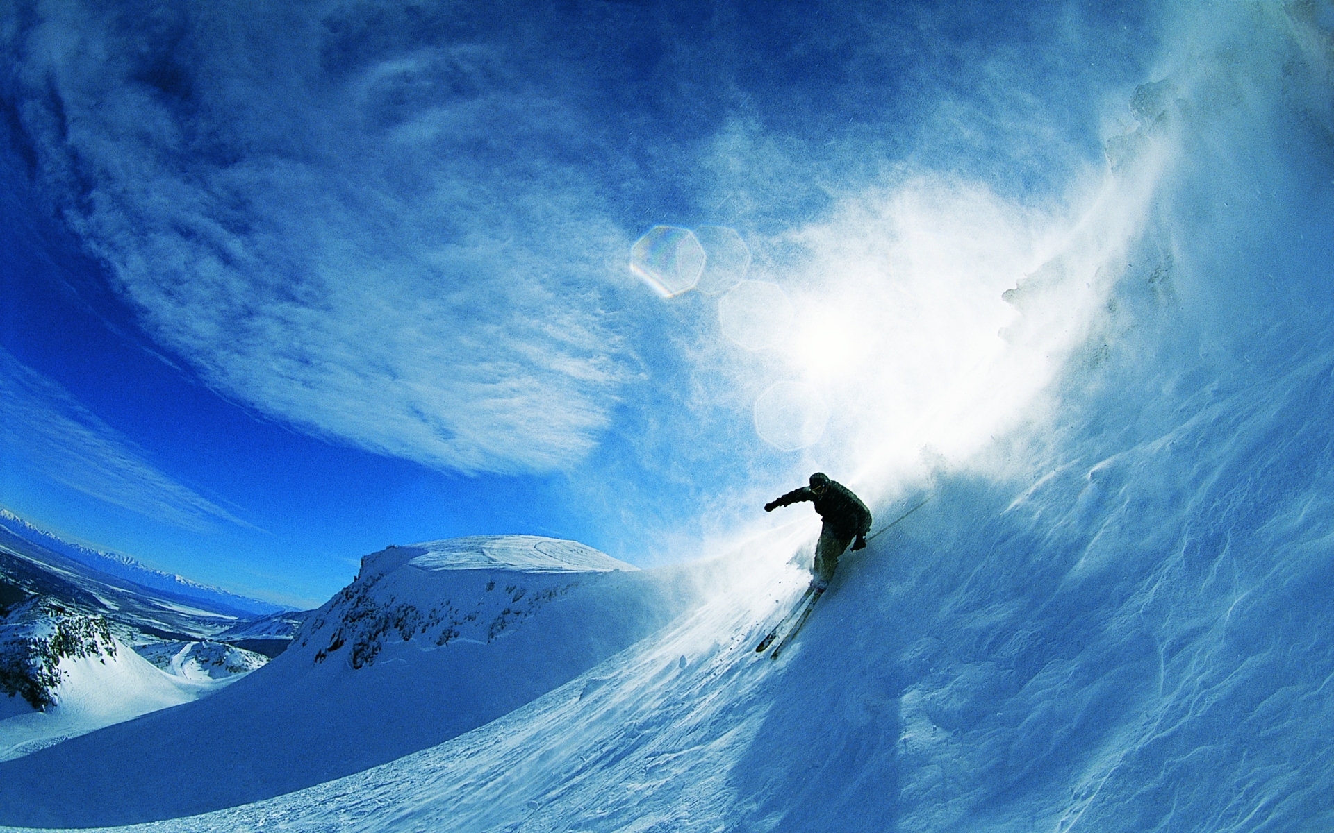 3763 Hintergrundbild herunterladen sport, winter, mountains, schnee, blau - Bildschirmschoner und Bilder kostenlos