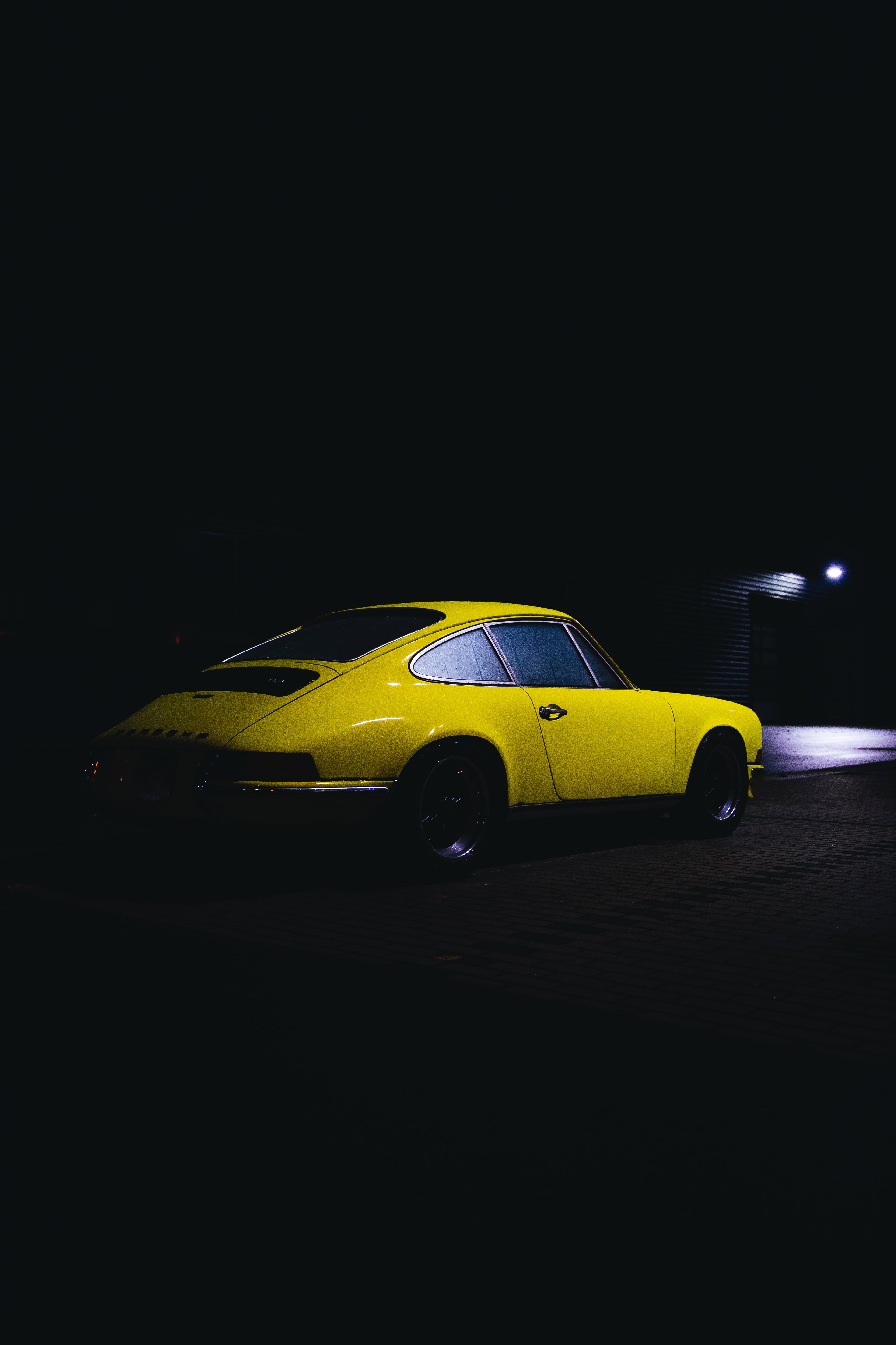 cars, back view, vintage, yellow, car, machine, rear view download HD wallpaper