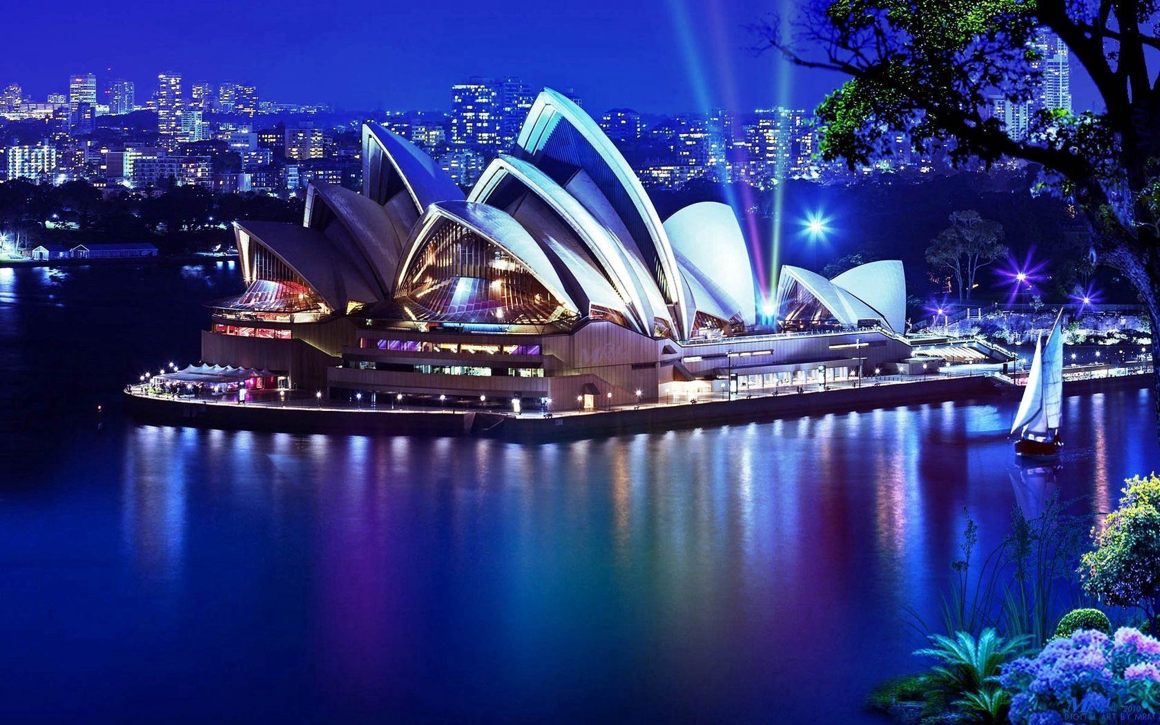 Handy-Wallpaper Städte, Sydney, Die Lichter, Lichter, Opernhaus, Nacht, Nächtliche kostenlos herunterladen.
