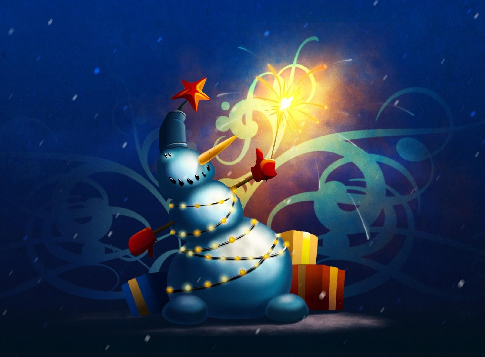 iPhone background snowman, garland, holidays, presents