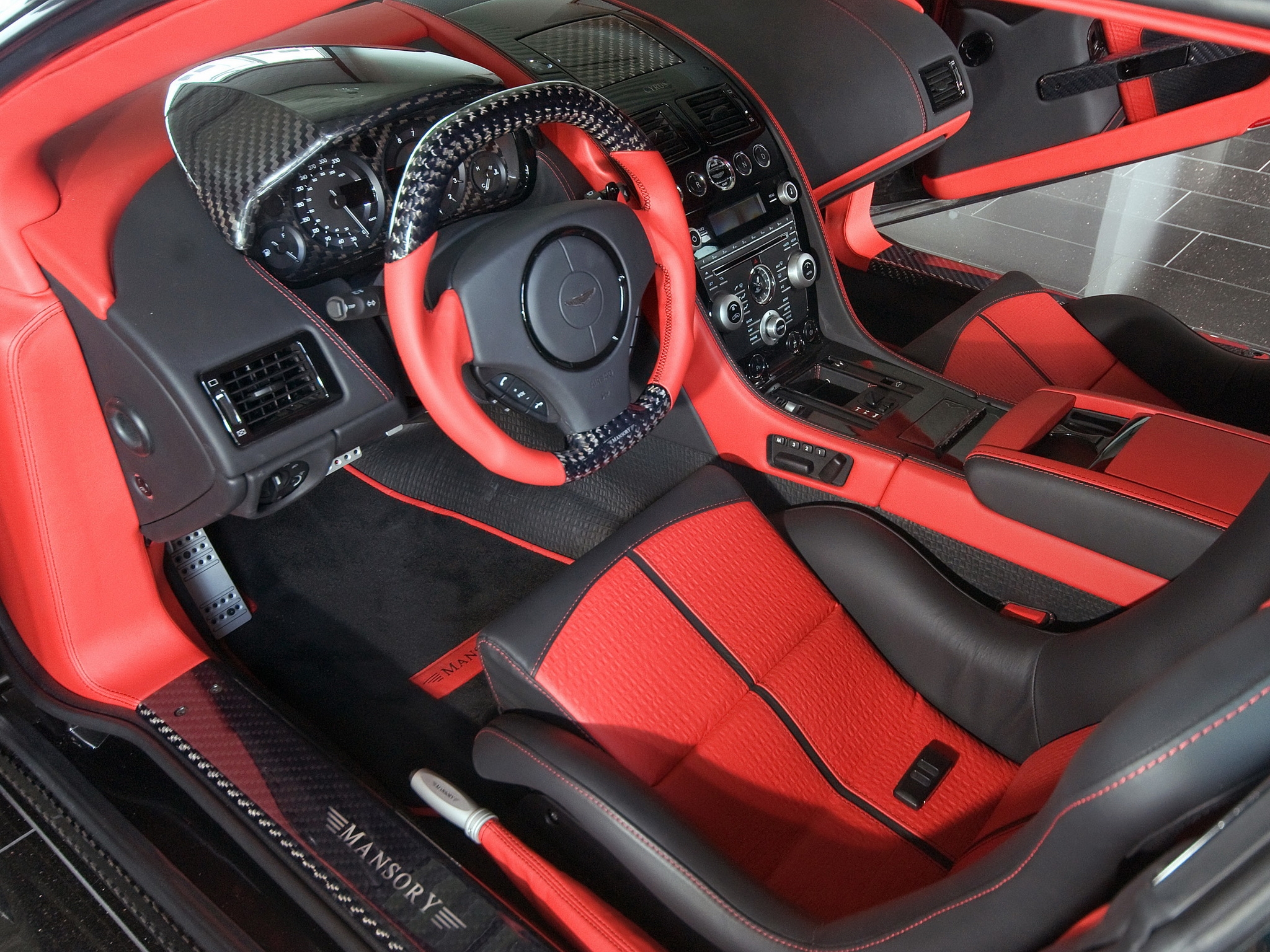 Mobile Wallpaper Steering Wheel salon, interior, red, mansory cyrus