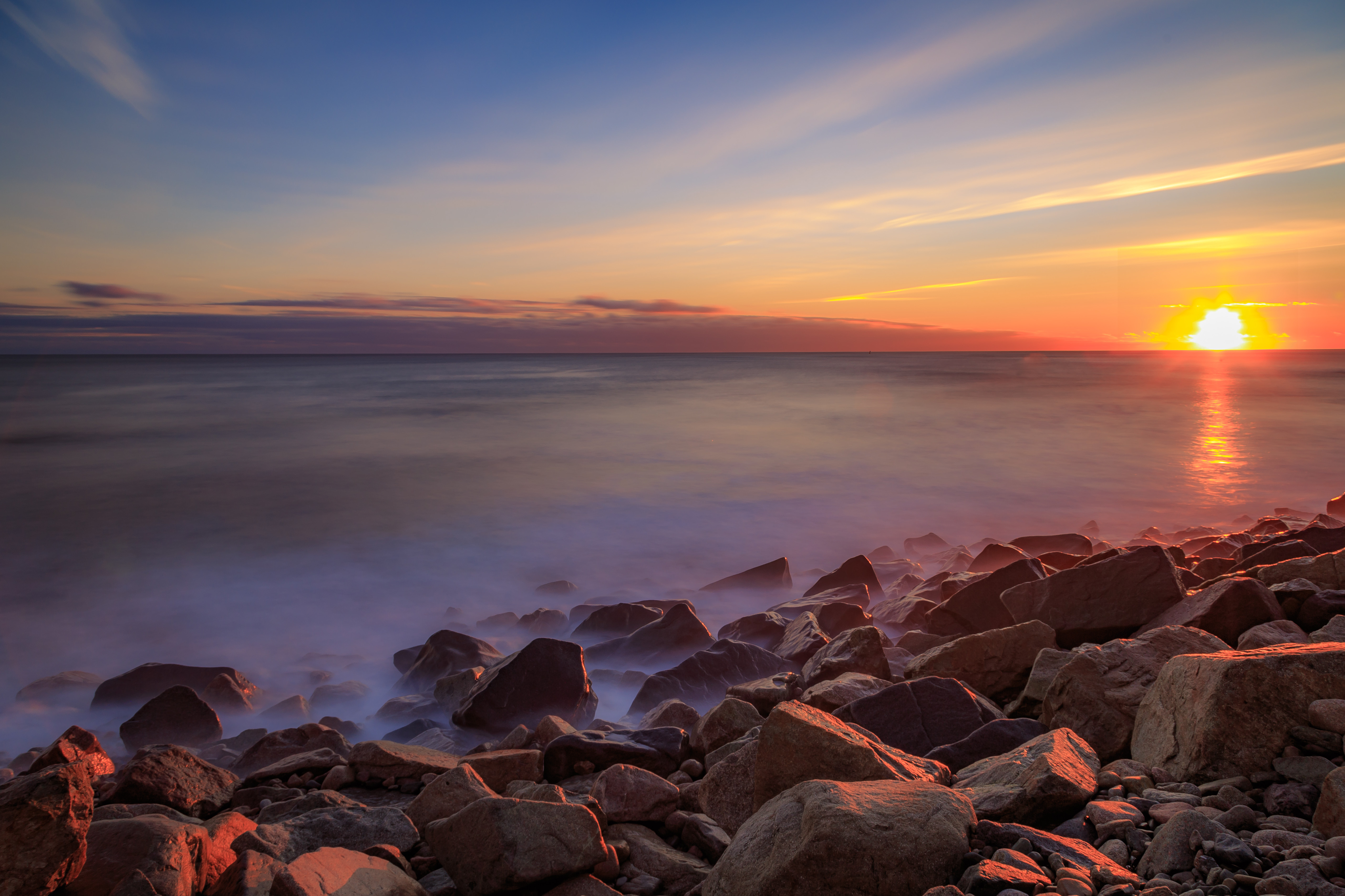 sunset, nature, coast, sea Stone Tablet Wallpapers