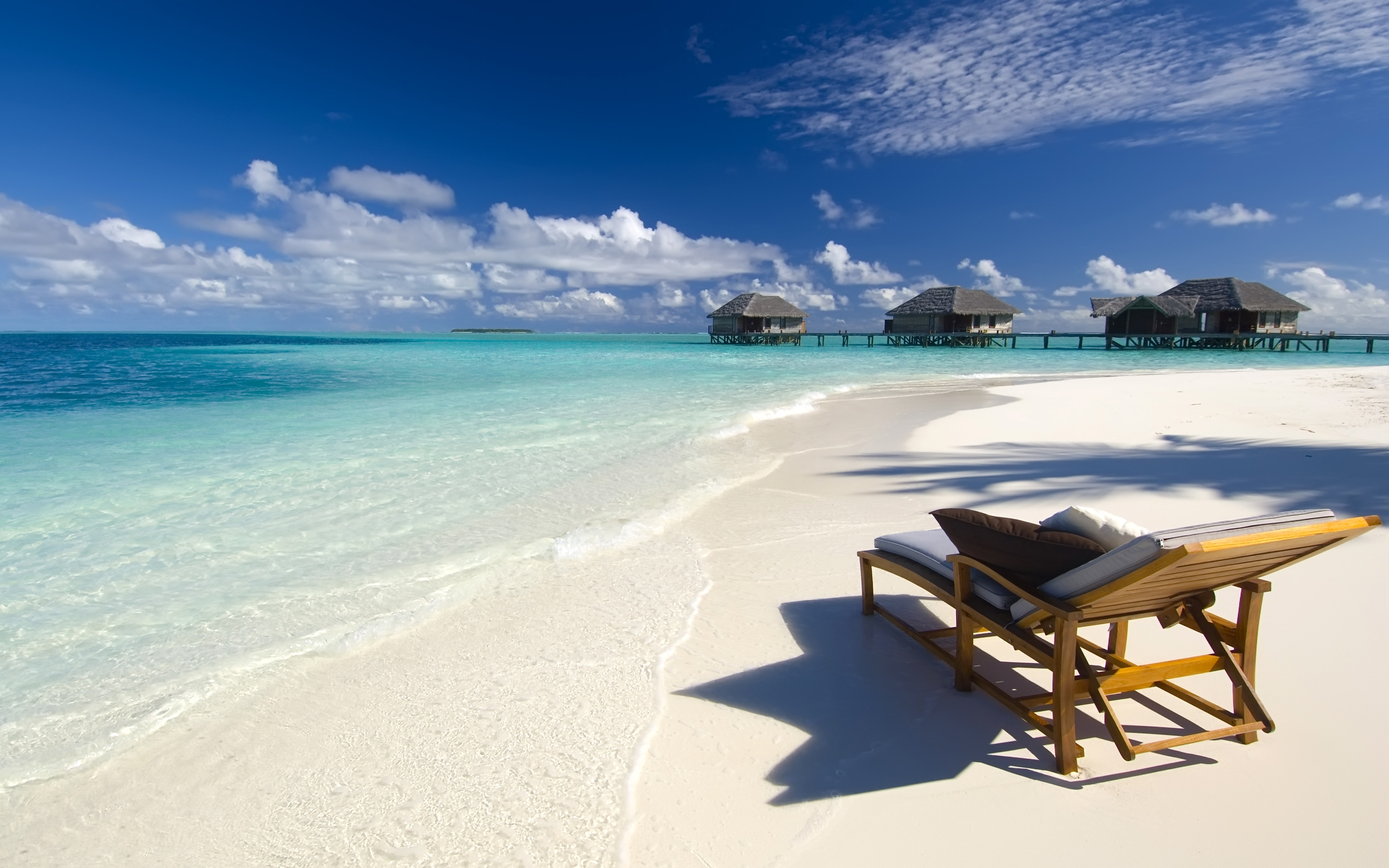beach, chair, photography, holiday, hut, ocean, sand, tropical 8K