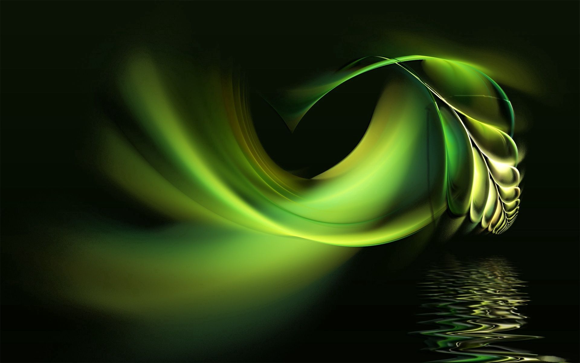 74805 download wallpaper black, green, background, abstract, water, feather, pen screensavers and pictures for free