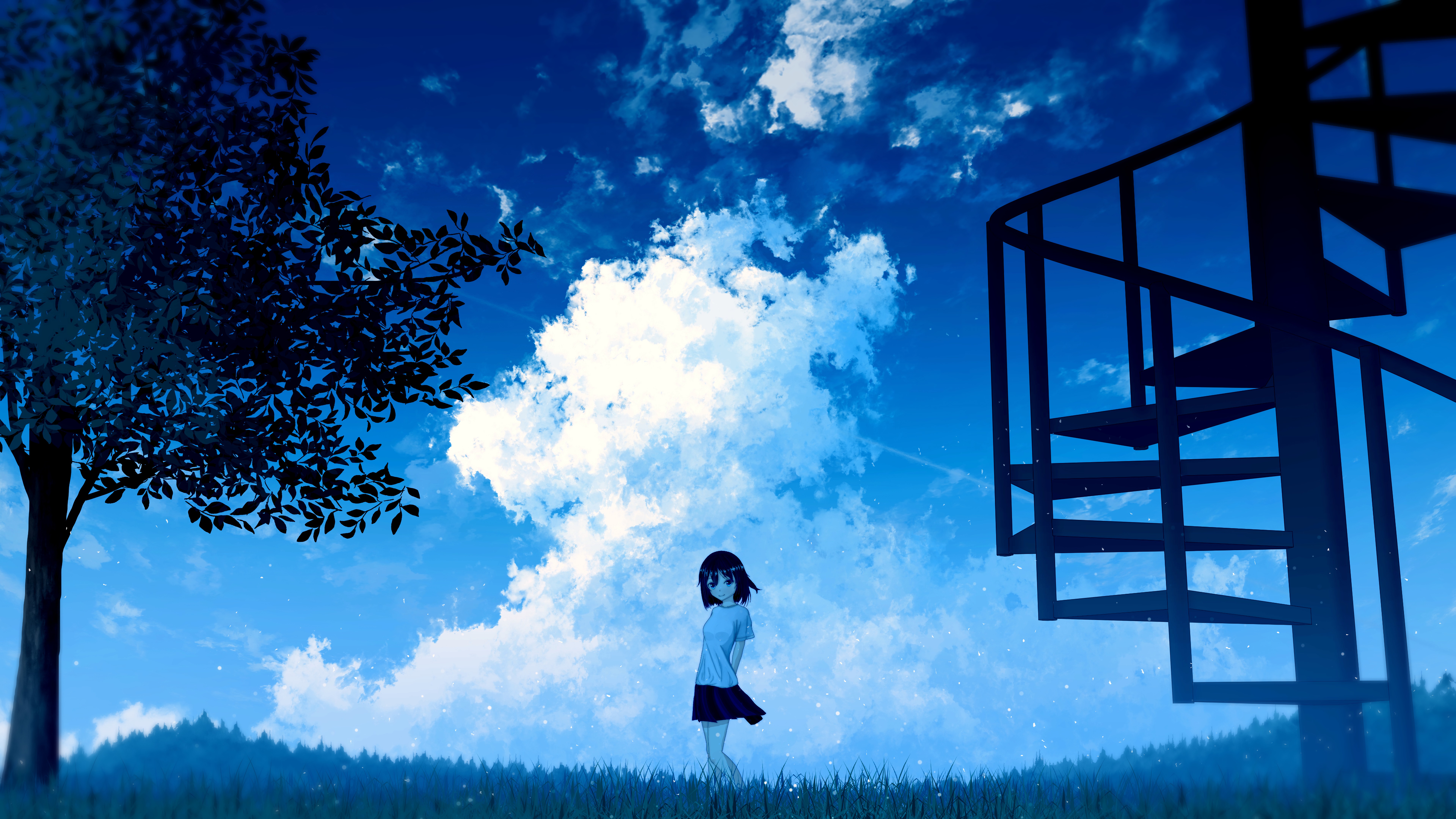 101501 Bild herunterladen anime, mädchen, sky, clouds - Hintergrundbilder und Bildschirmschoner kostenlos