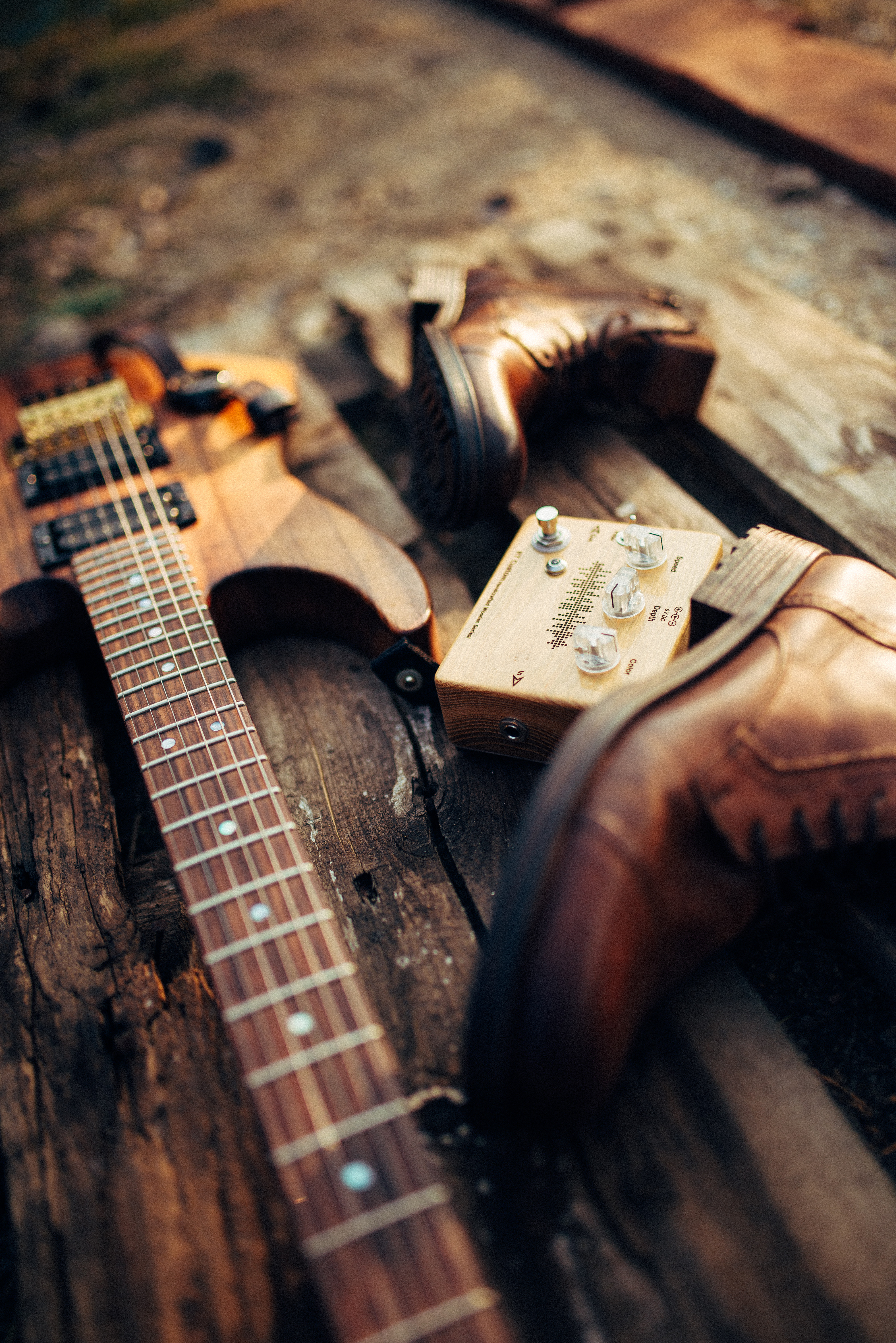 guitar, music, wood, wooden, boots, shoes, equipment Full HD