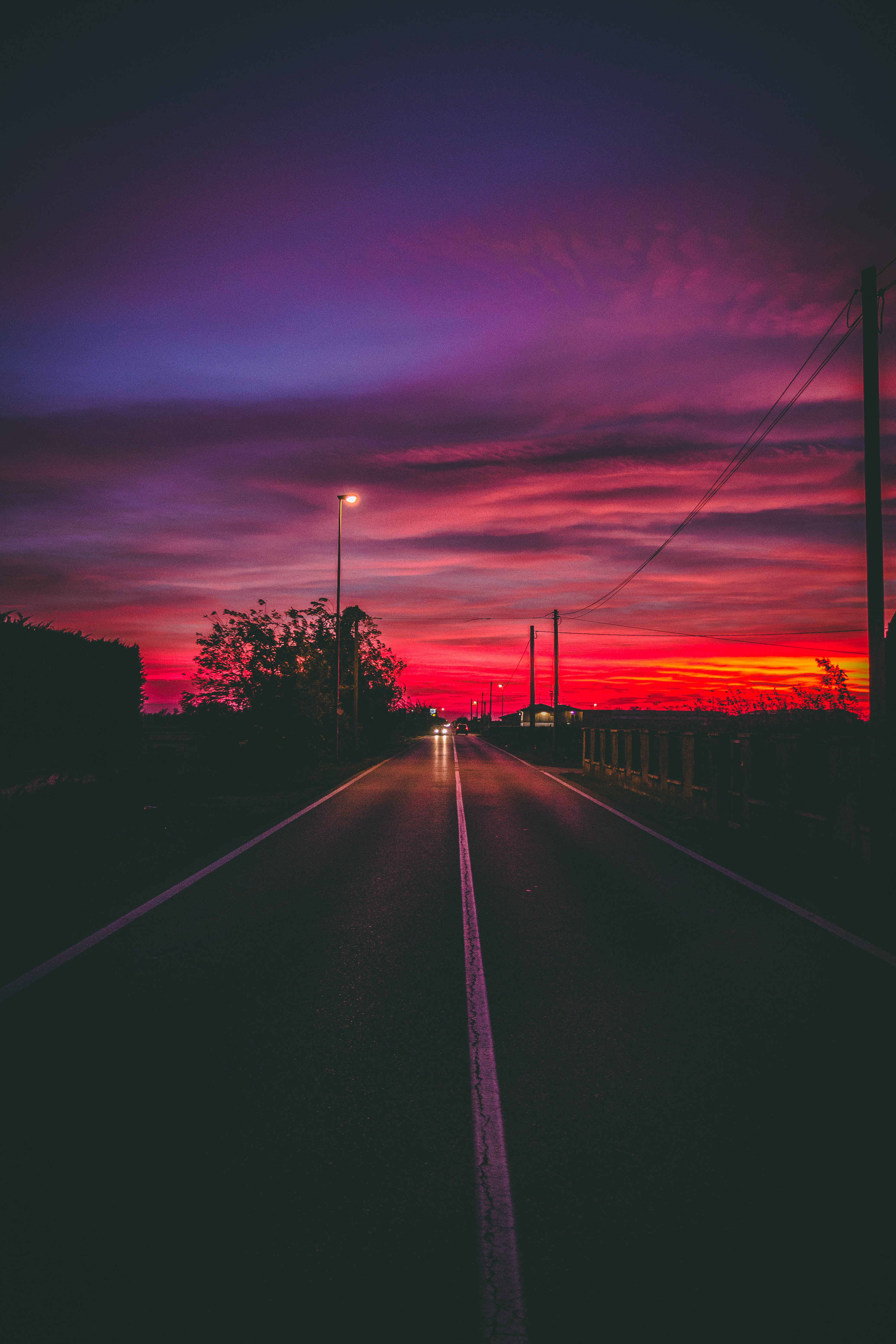 dark, road, sunset, horizon, markup