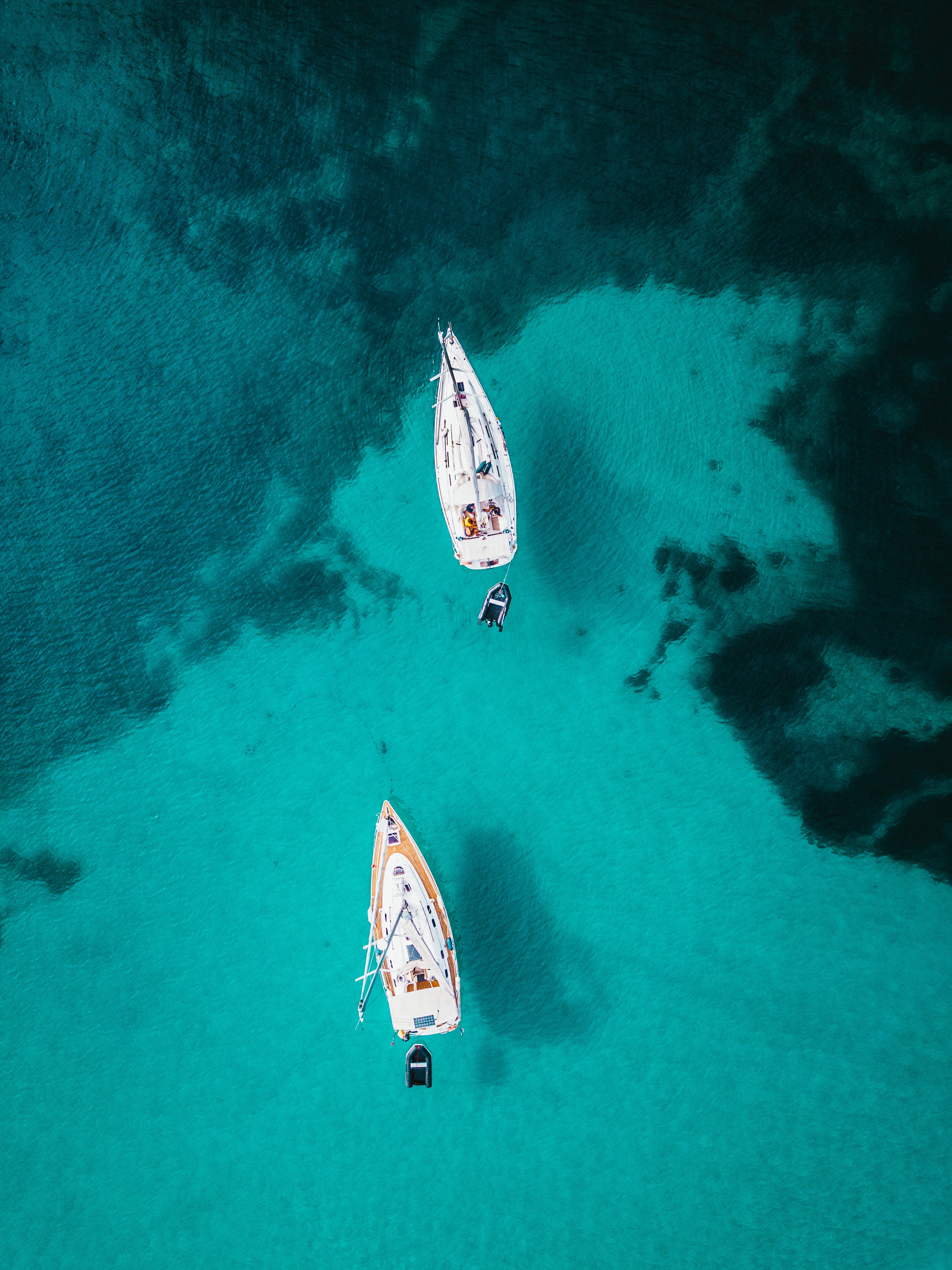 boats, nature, water, view from above, ocean HD wallpaper