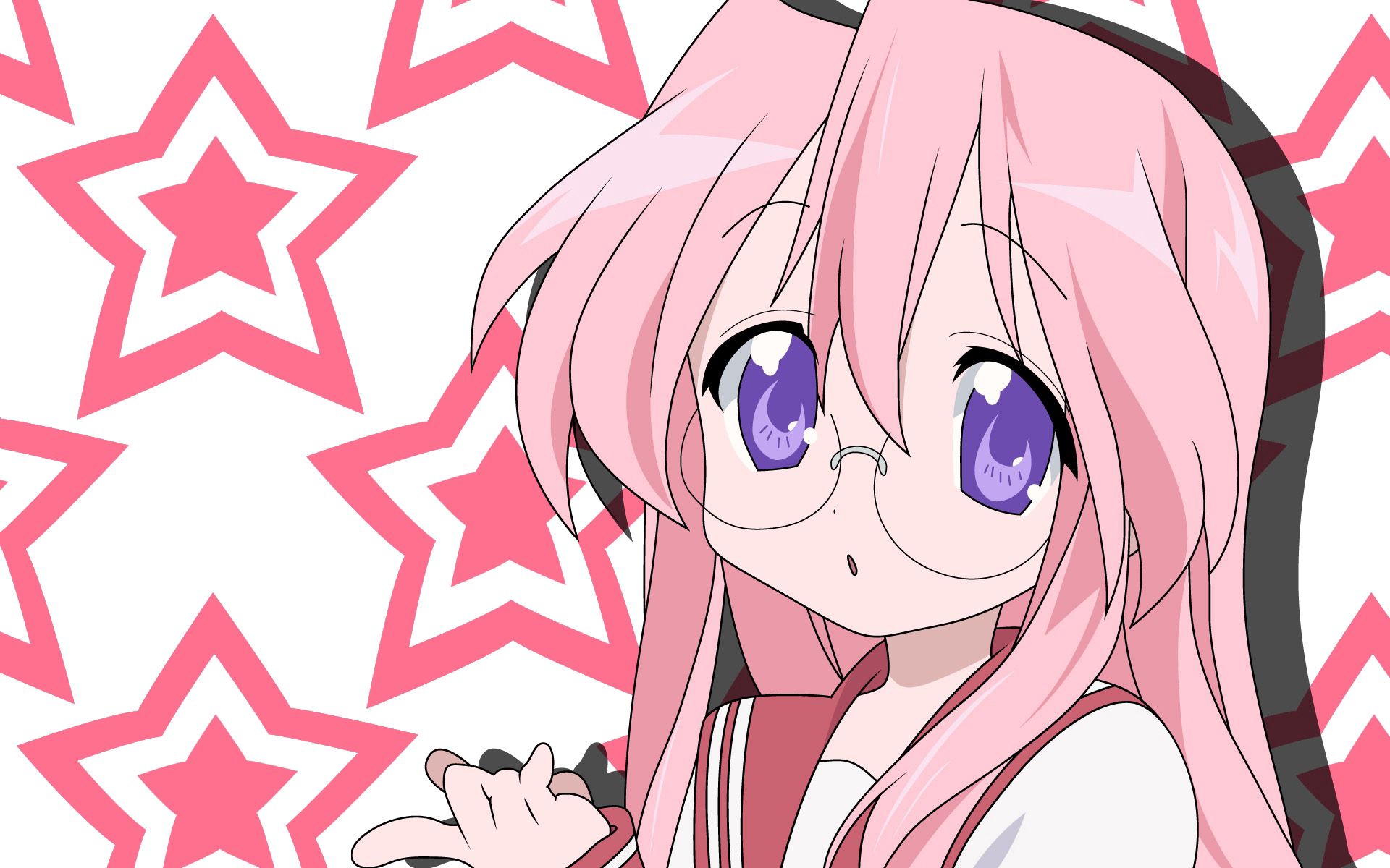78884 Hintergrundbild herunterladen anime, mädchen, sterne, rosa, das mädchen, brille, animeshka, seltsam - Bildschirmschoner und Bilder kostenlos