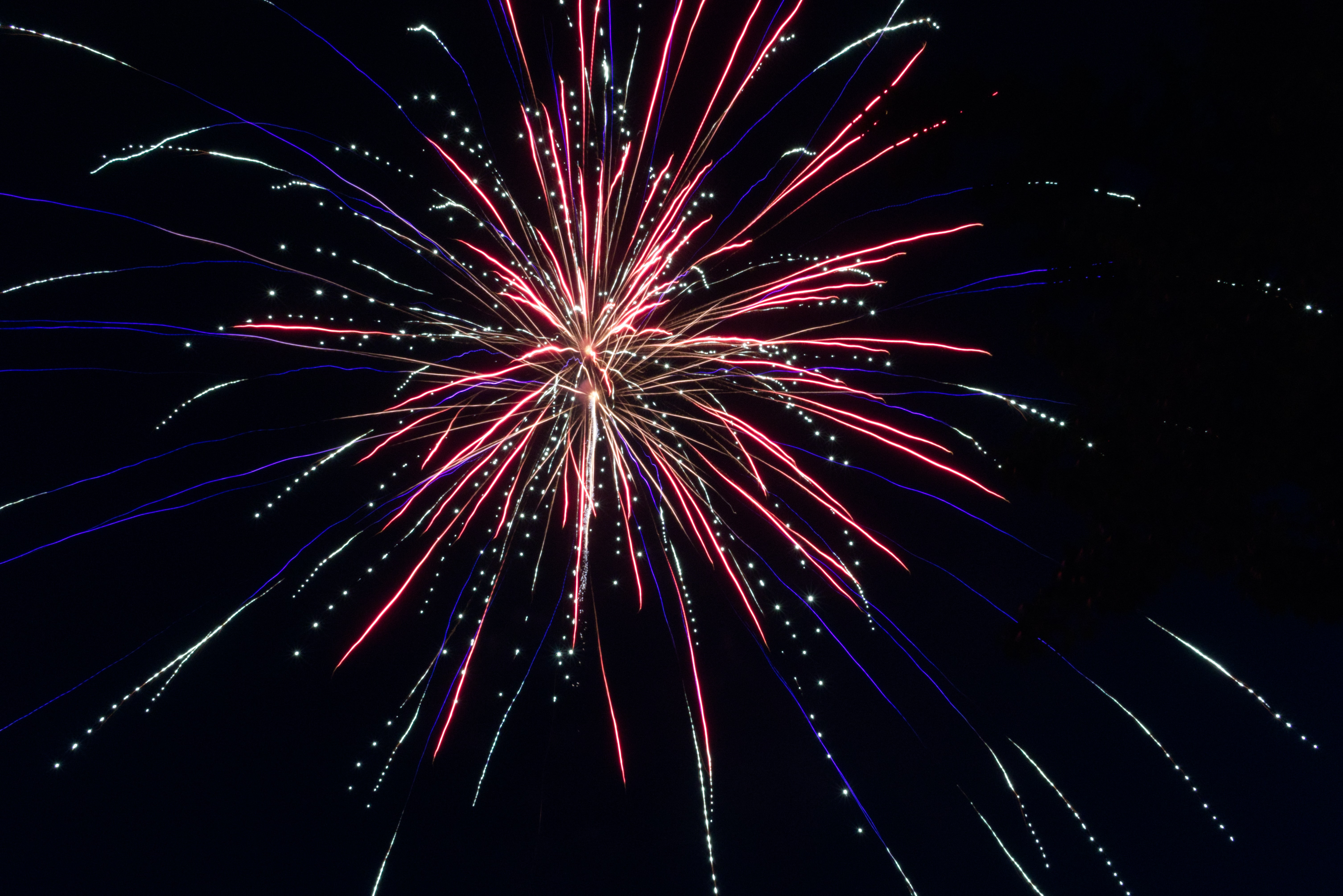 32k Wallpaper Sparks fireworks, holidays, night, salute