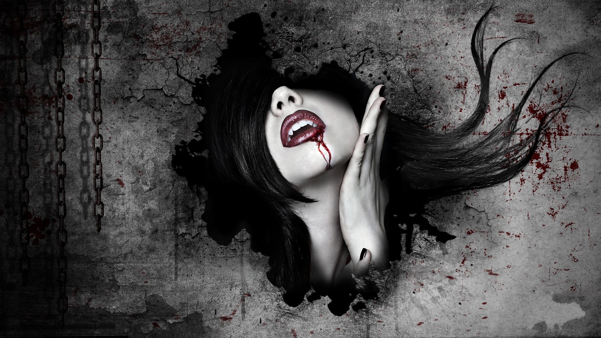 199687 download free Black wallpapers for computer, blood, vampire, fangs, dark Black pictures and backgrounds for desktop