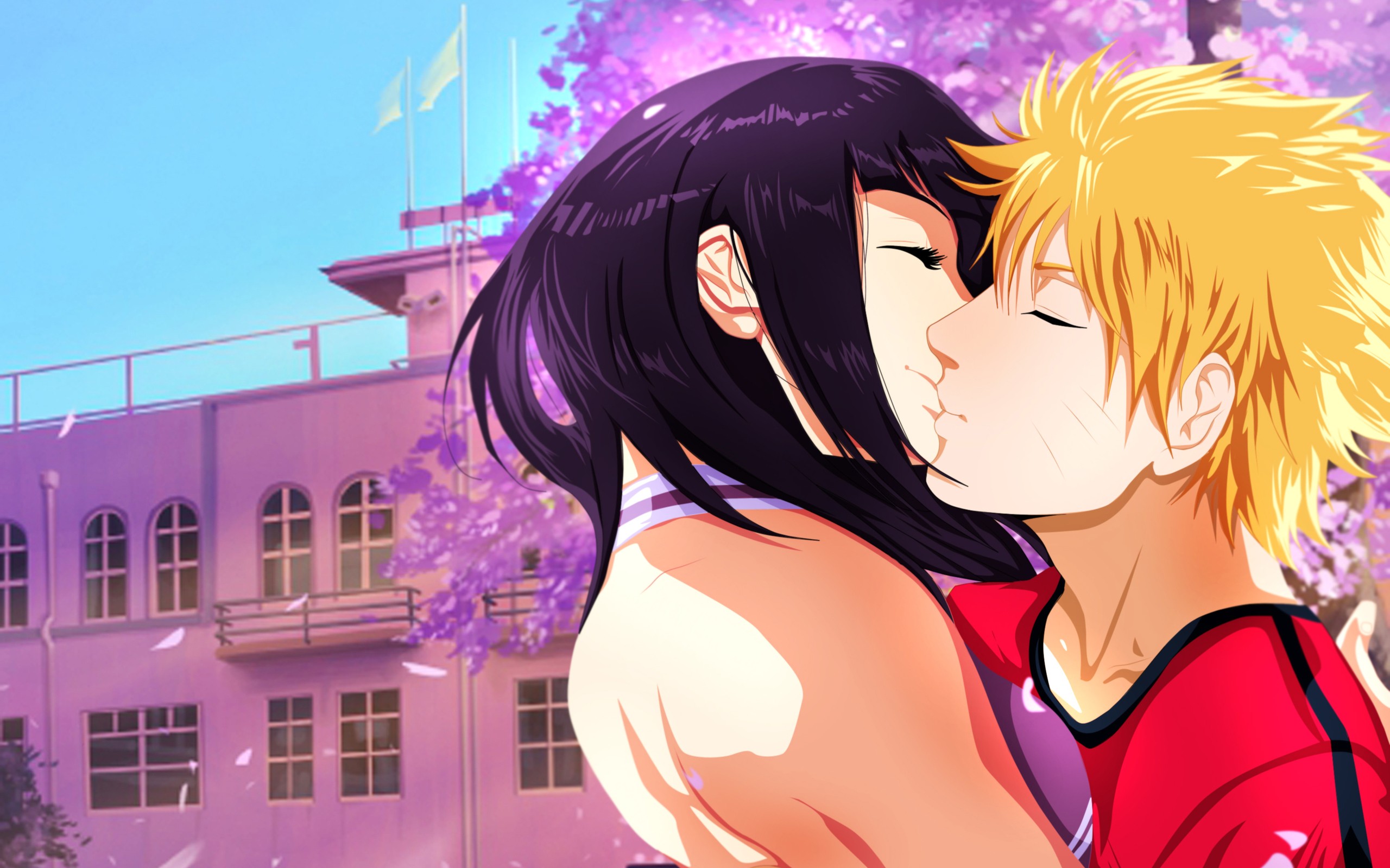 anime, hinata hyuga, naruto uzumaki, naruto, kiss Phone Background