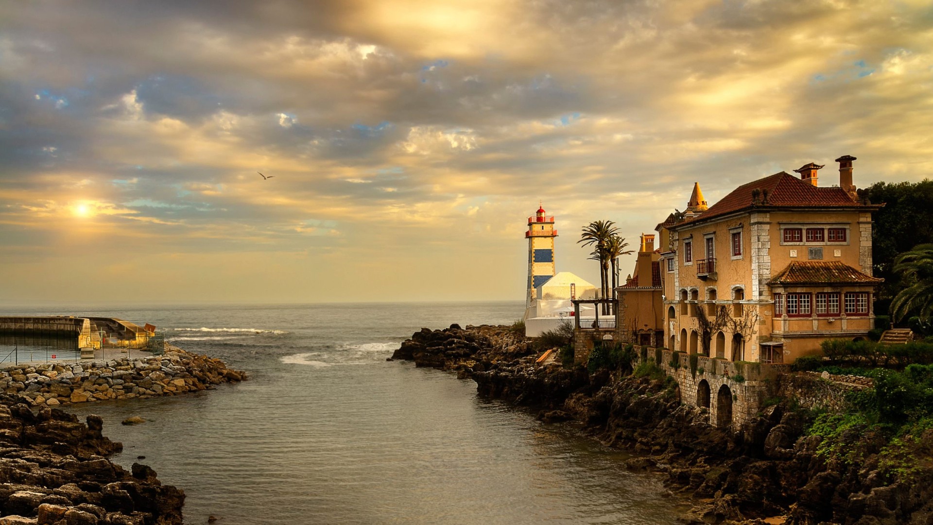 horizon, man made, lighthouse, museum, ocean, portugal, santa marta lighthouse