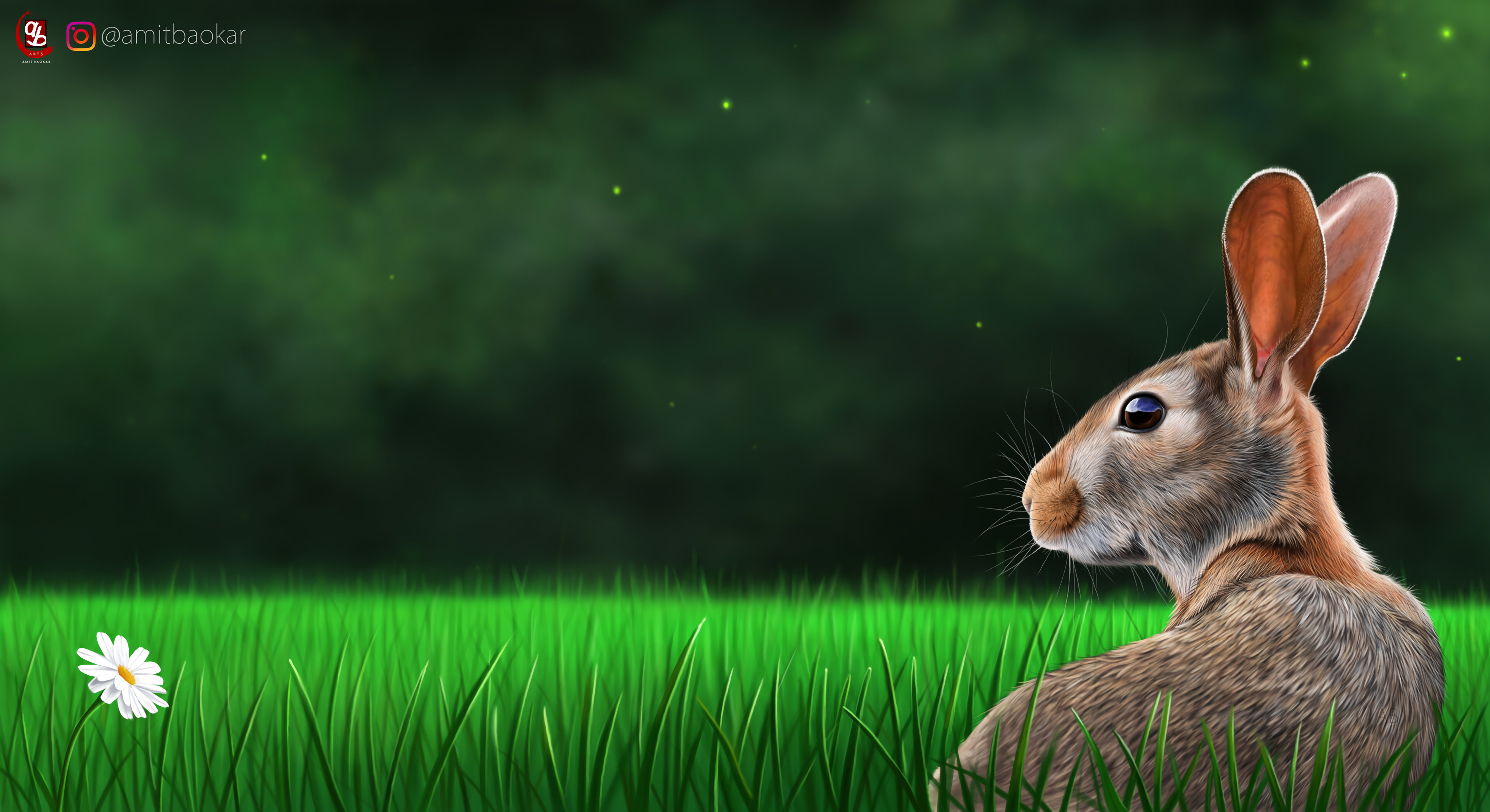 109233 Screensavers and Wallpapers Rabbit for phone. Download grass, art, profile, rabbit, hare pictures for free