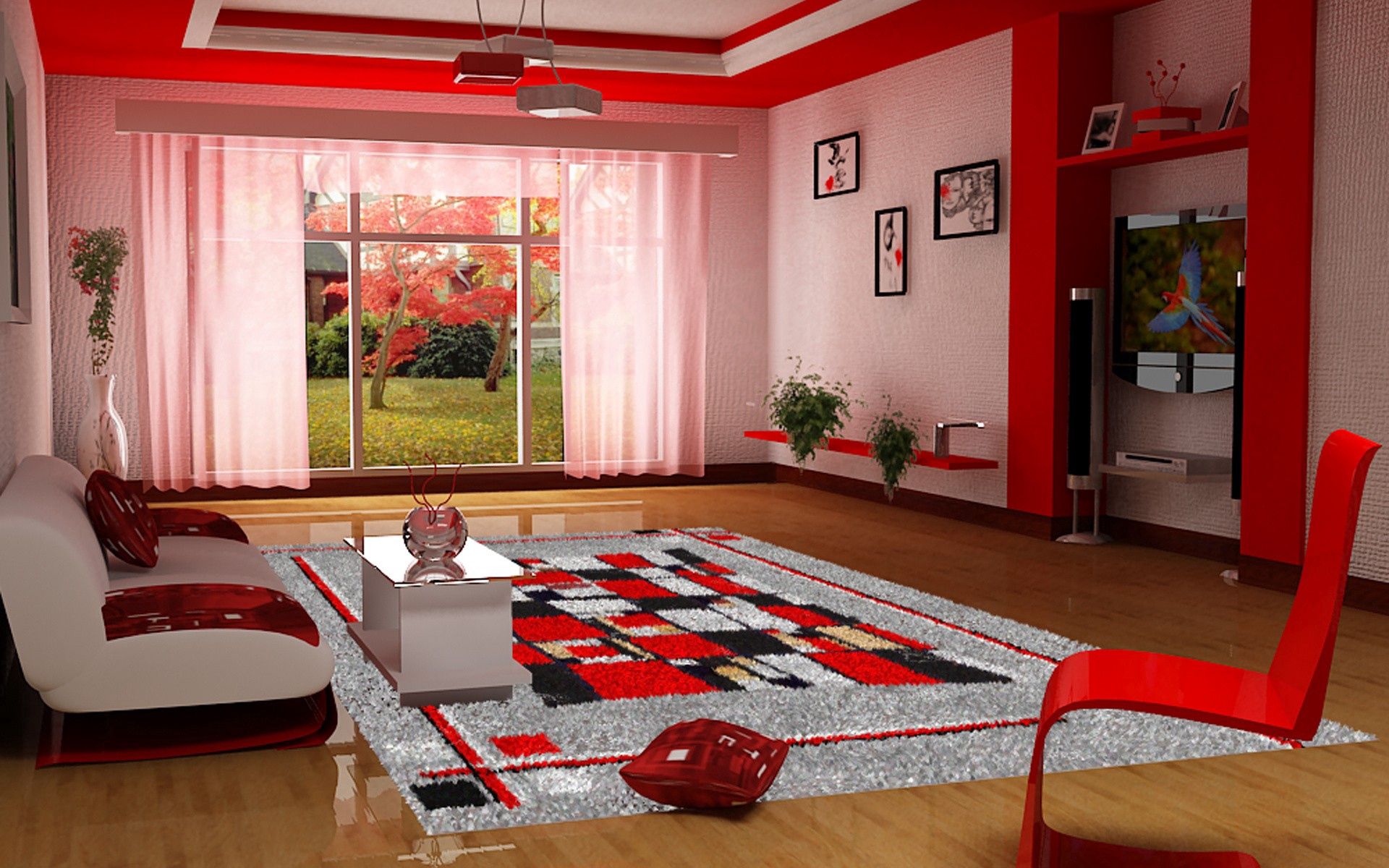HD photos living room, red, miscellanea, style