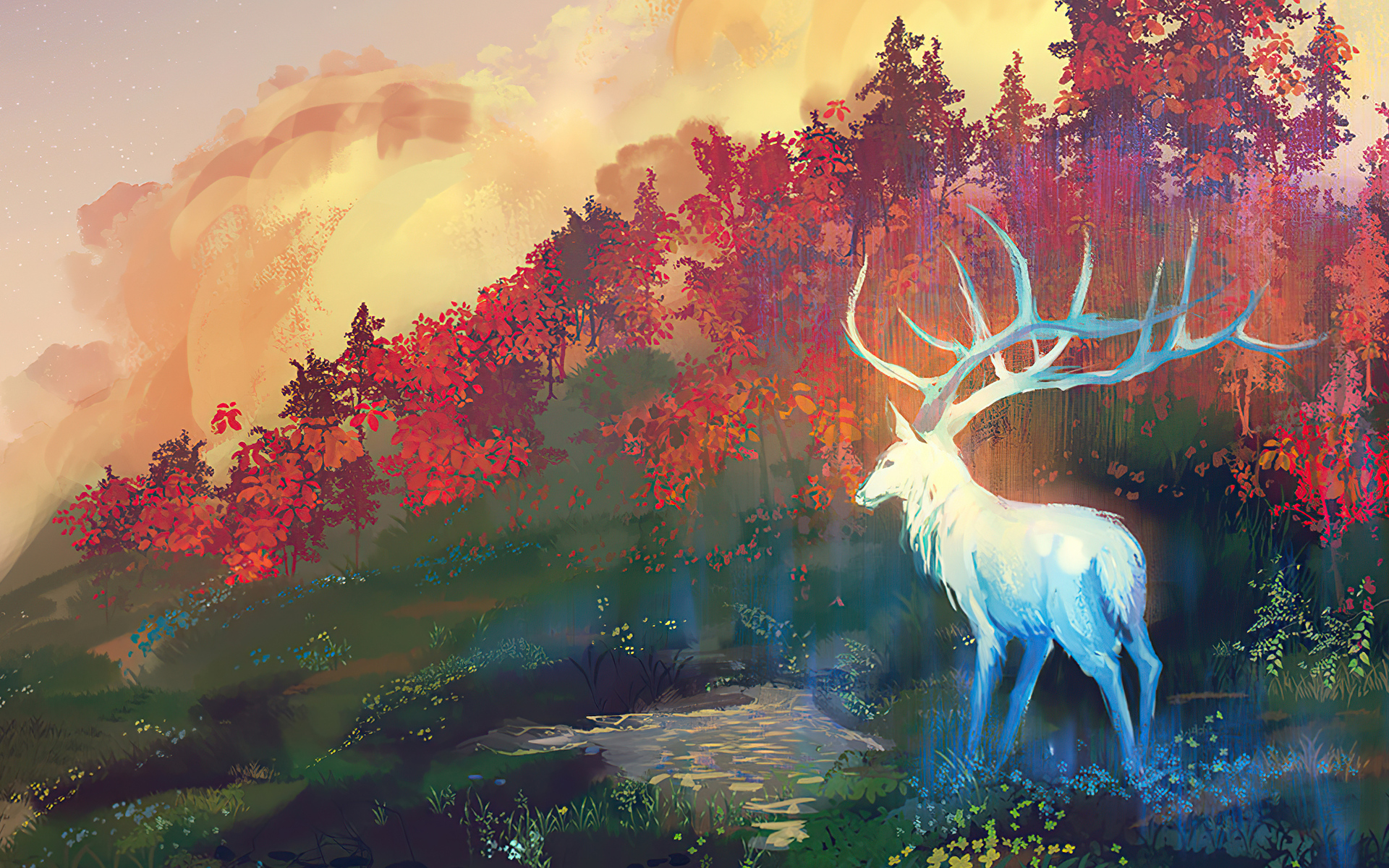 Fantasy Deer nature Painting