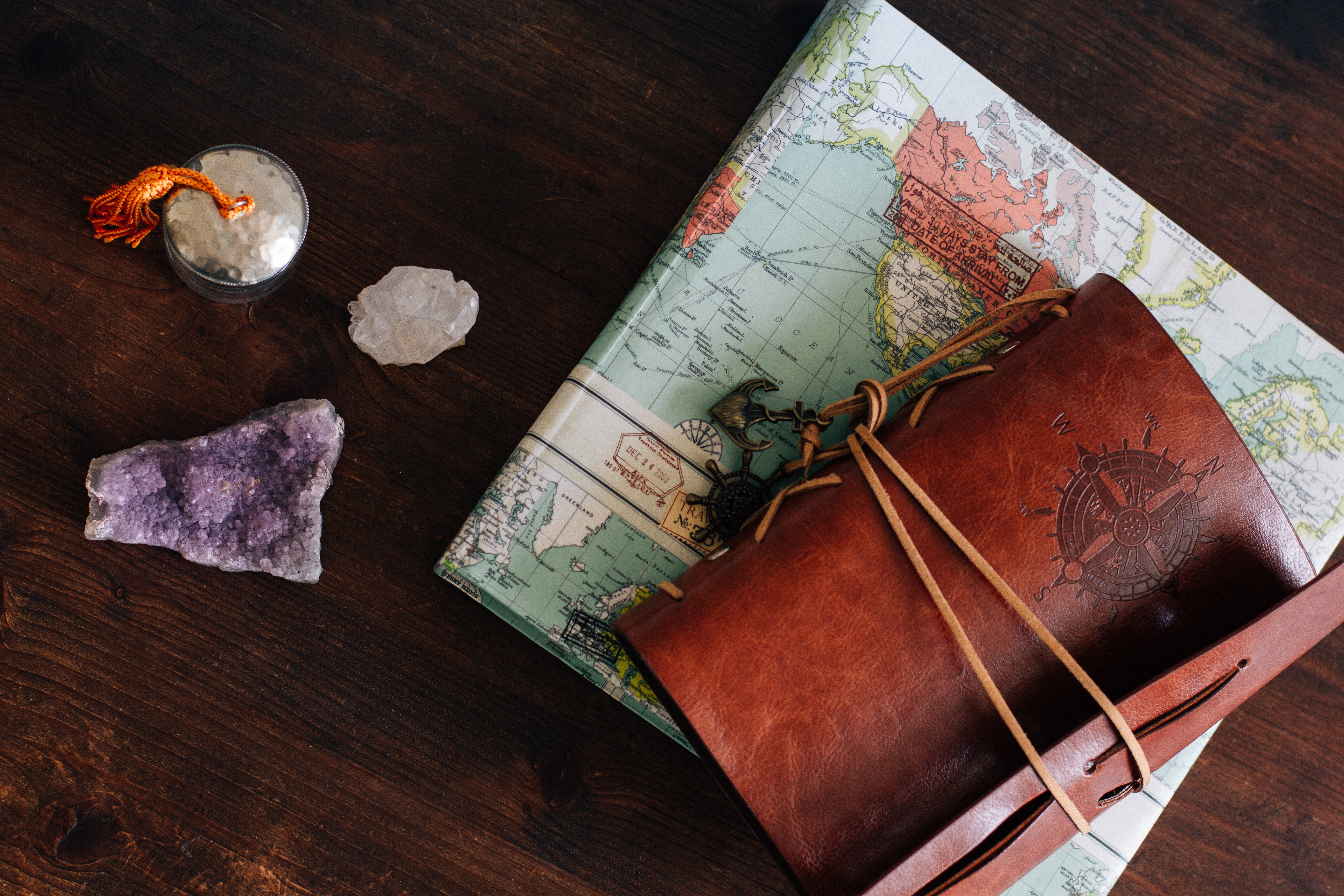 miscellanea, miscellaneous, journey, notebook, notepad, map Free Stock Photo