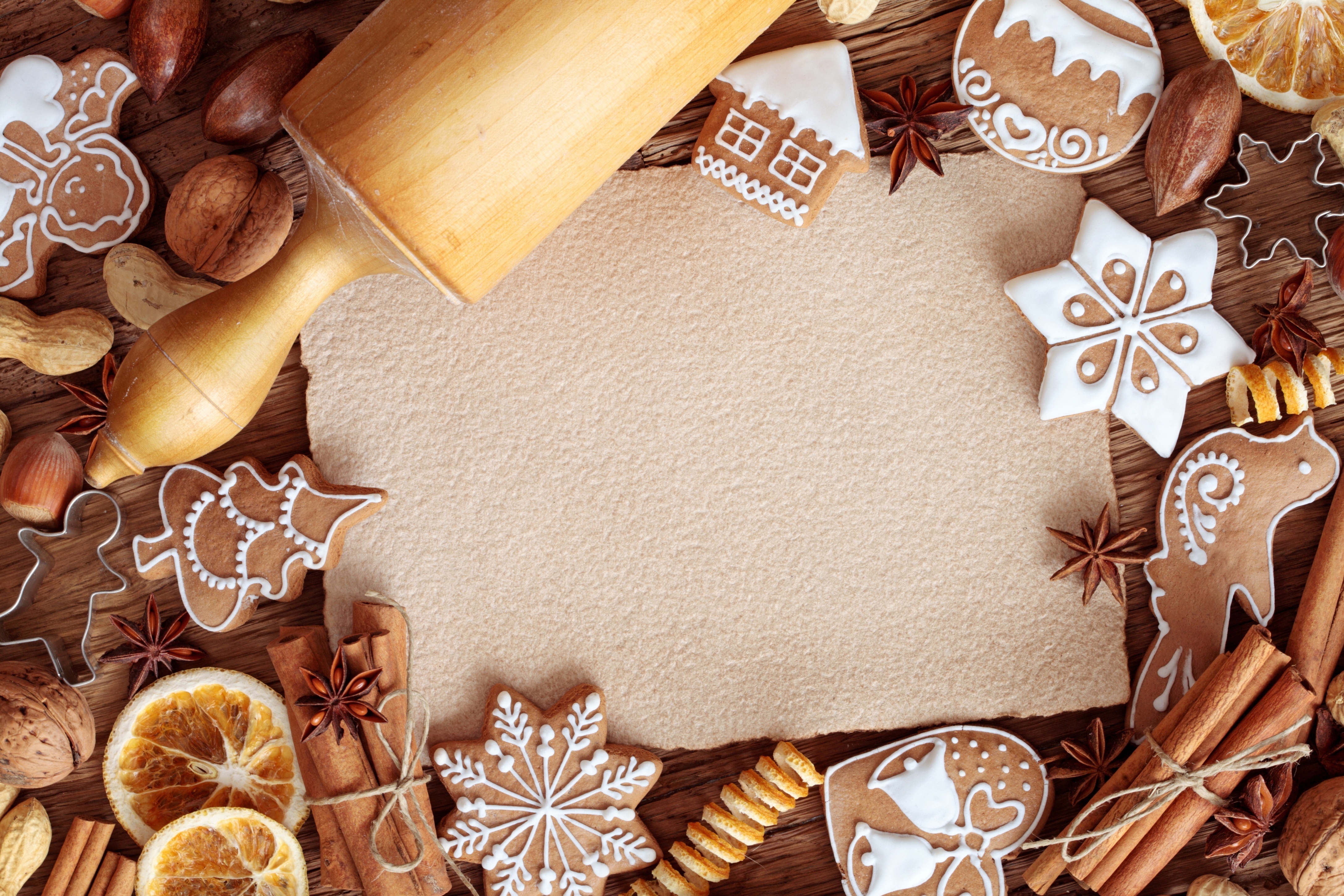 brown, christmas, holiday, cinnamon, cookie, food, gingerbread, sweets UHD