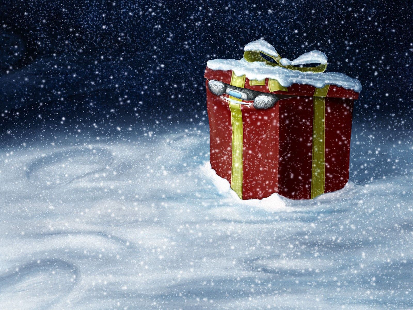 Laden Sie das Feiertage, Neujahr, Schnee, Weihnachten, Teddybär, Neues Jahr, Box, Vorhanden, Geschenk, Bärenjunge-Bild kostenlos auf Ihren PC-Desktop herunter