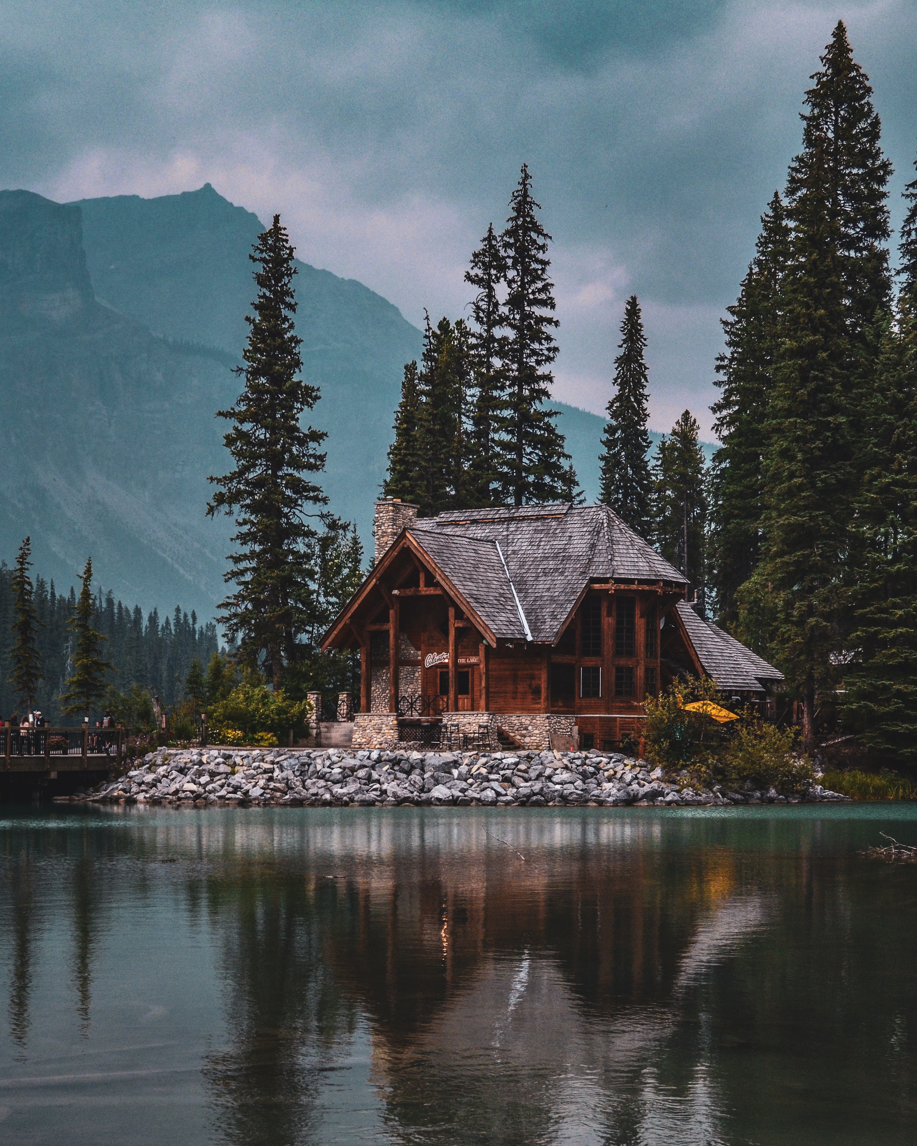 small house, nature, trees, lake, forest, lodge, silence, harmony