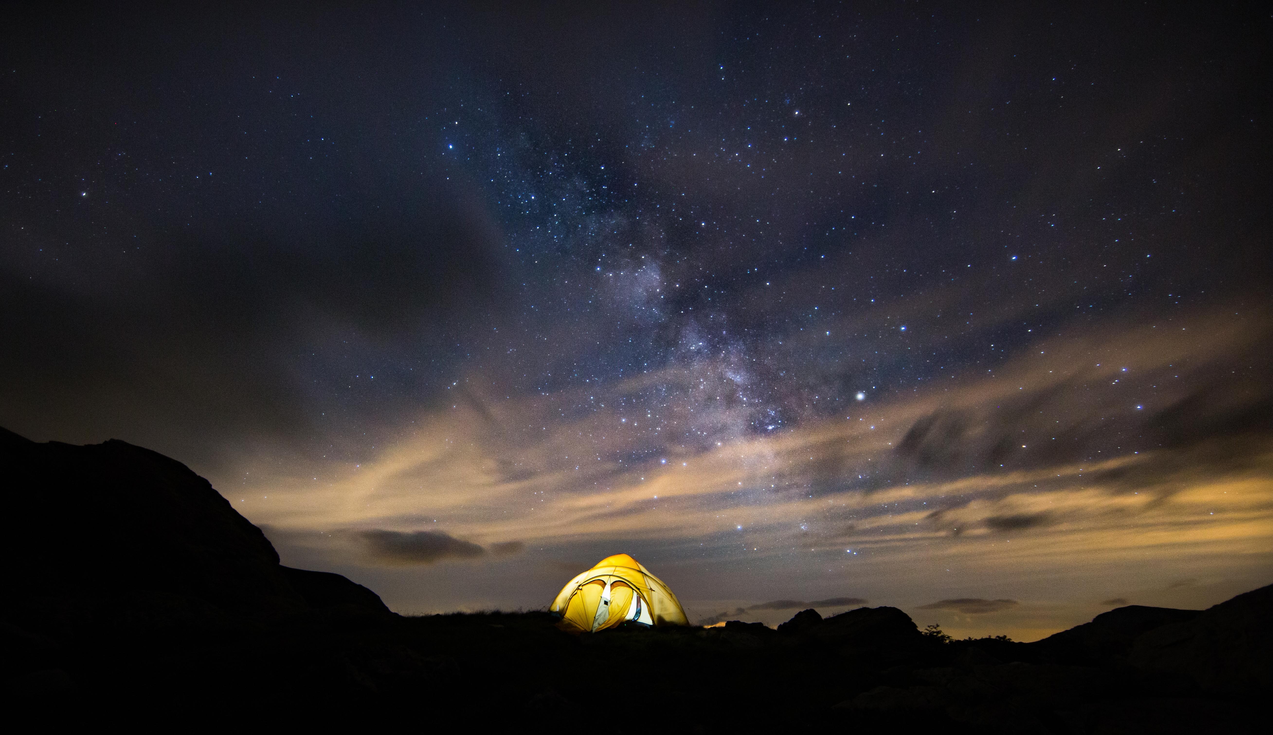starry sky, nature, stars, night, tent cell phone wallpapers