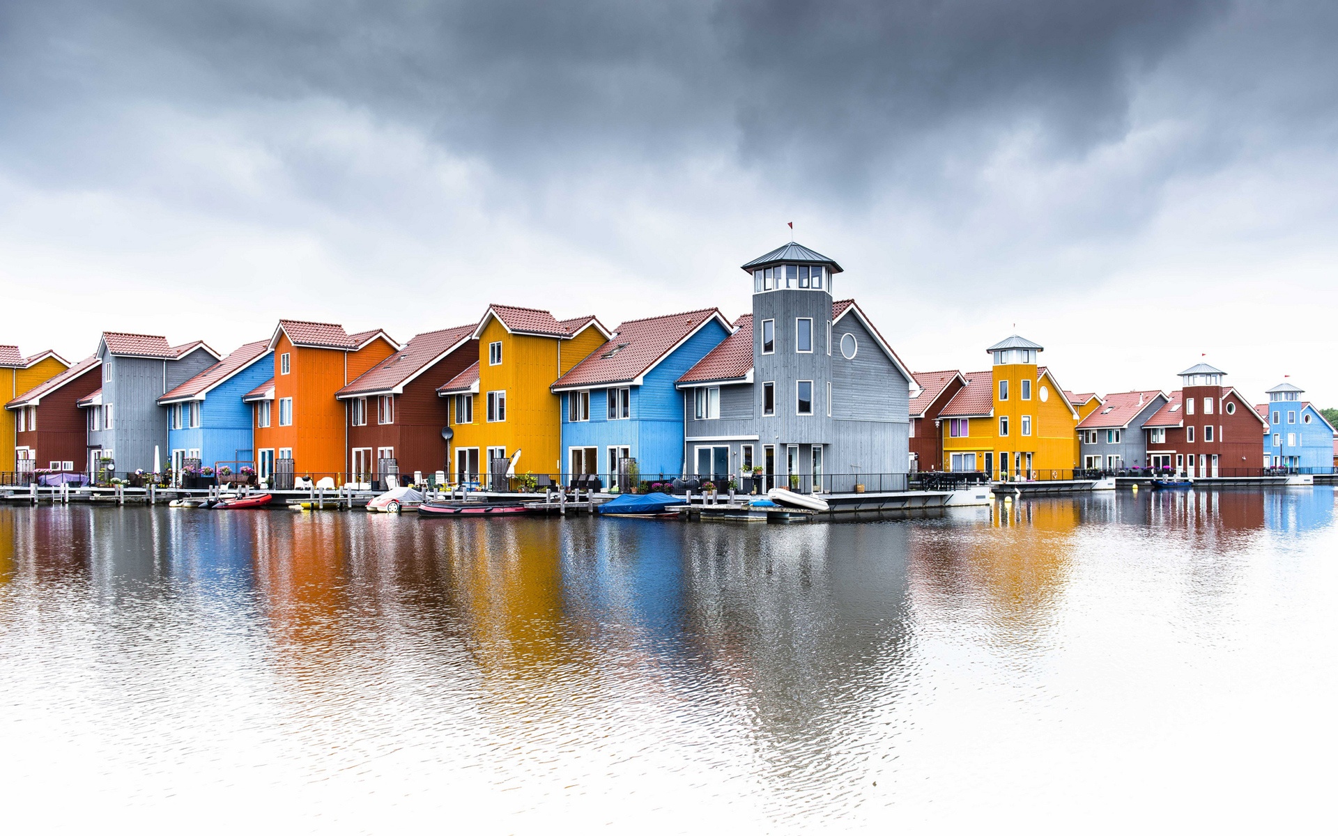 HD desktop wallpaper: Lake, House, Colors, Colorful, Netherlands, Town,  Groningen, Man Made, Towns download free picture #384067
