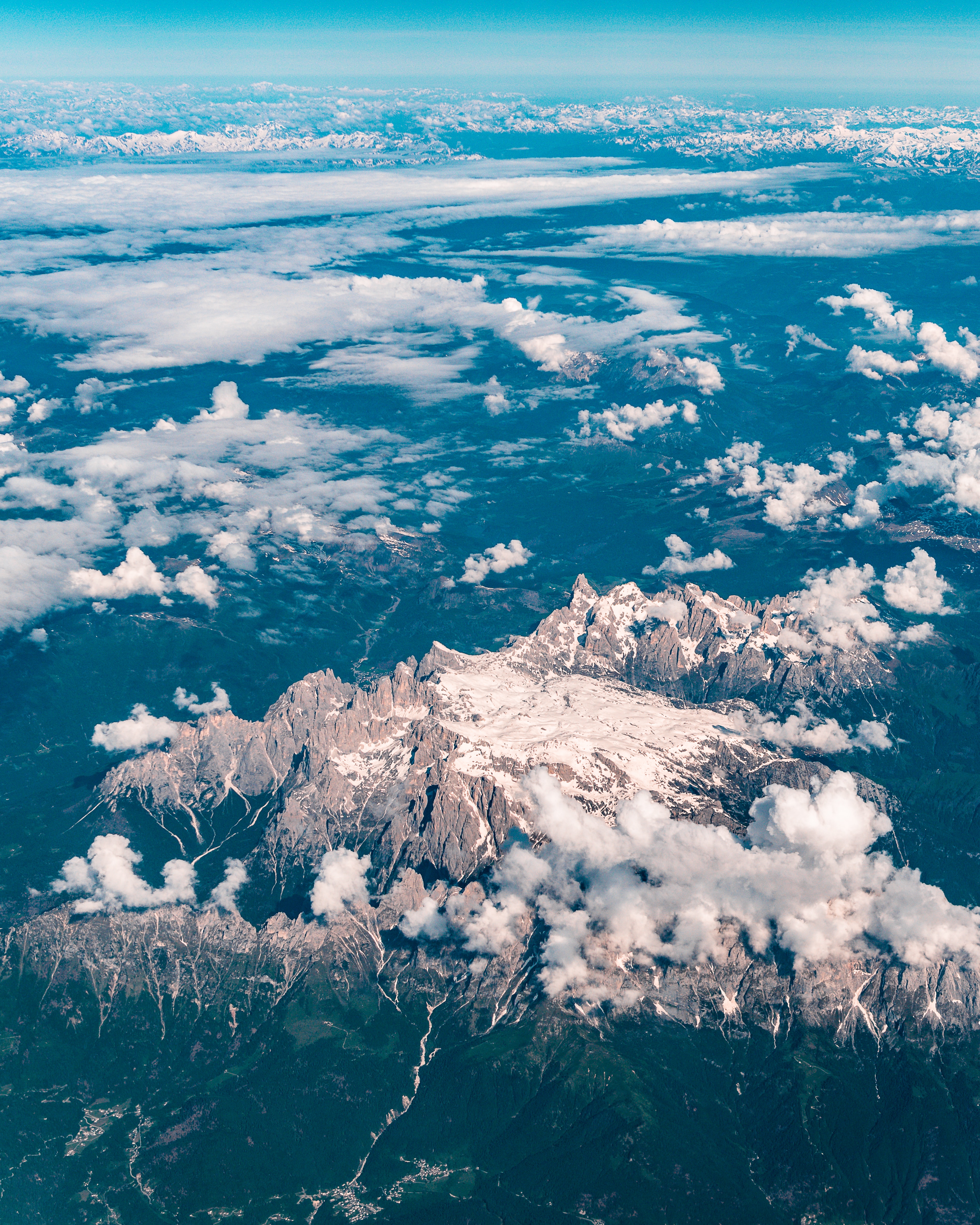 Wallpaper for mobile devices clouds, mountains, view from above, nature