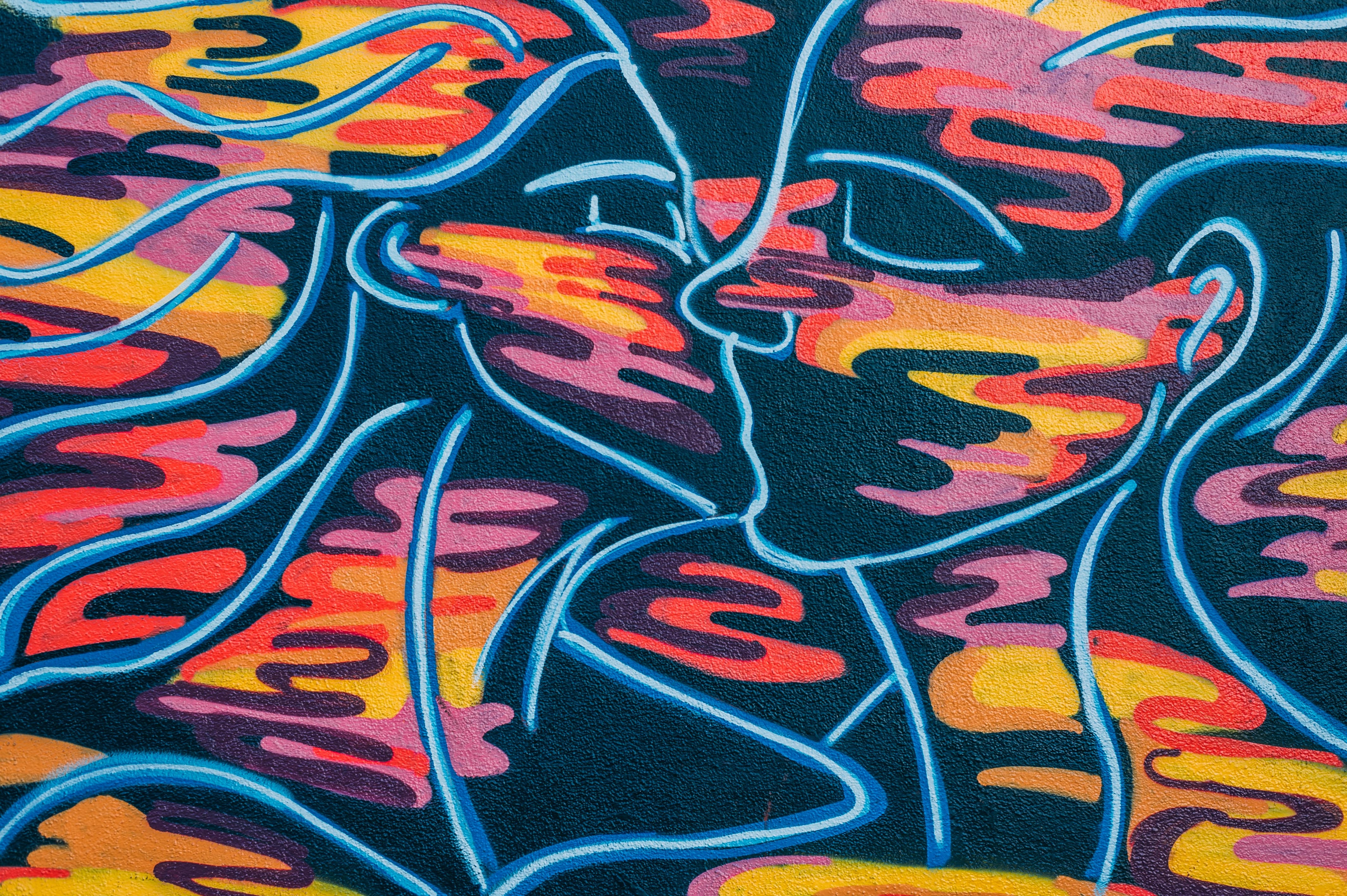 graffiti, kiss, art phone wallpaper