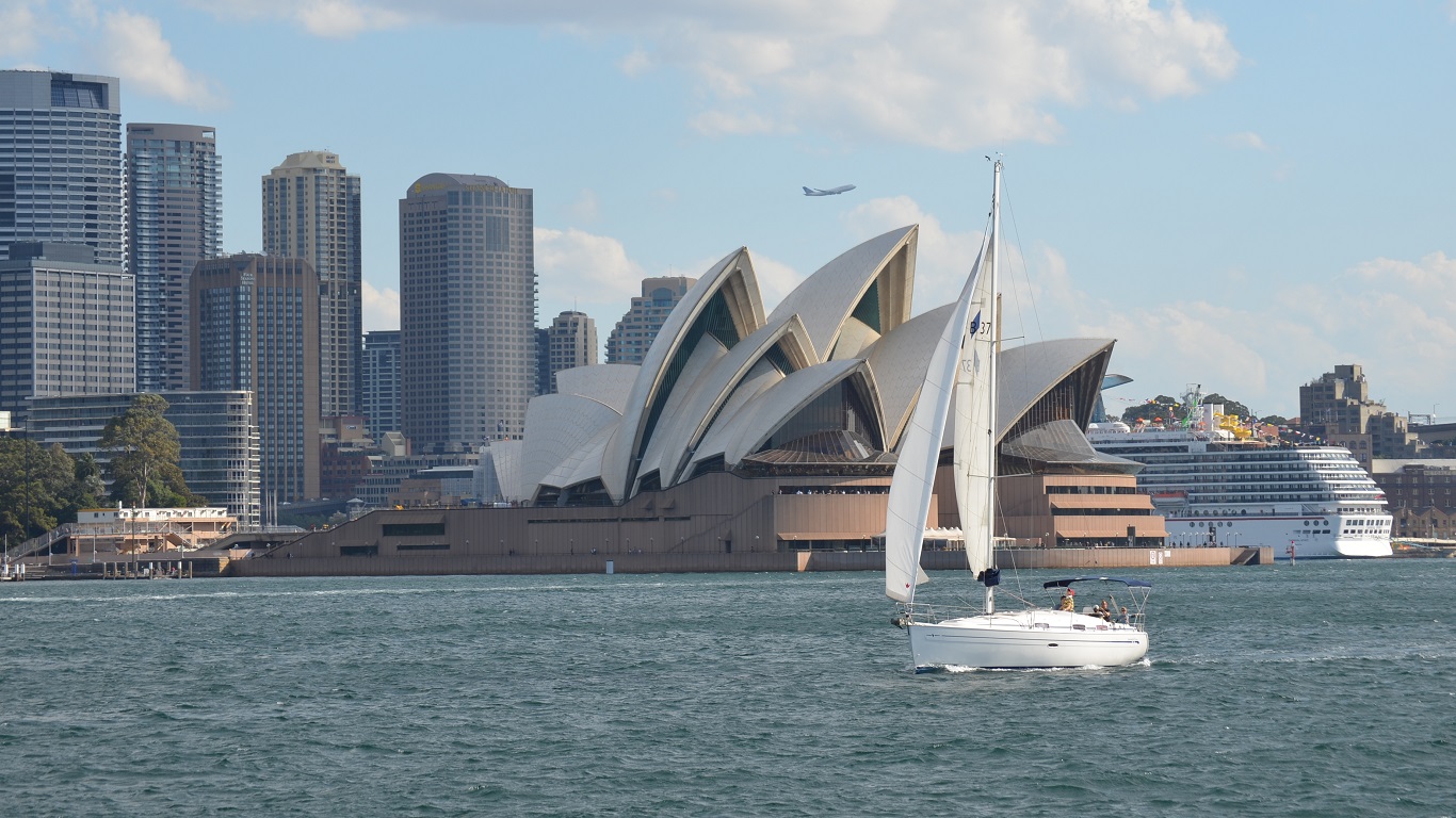 悉尼港的船舶壁纸-欧莱凯设计网