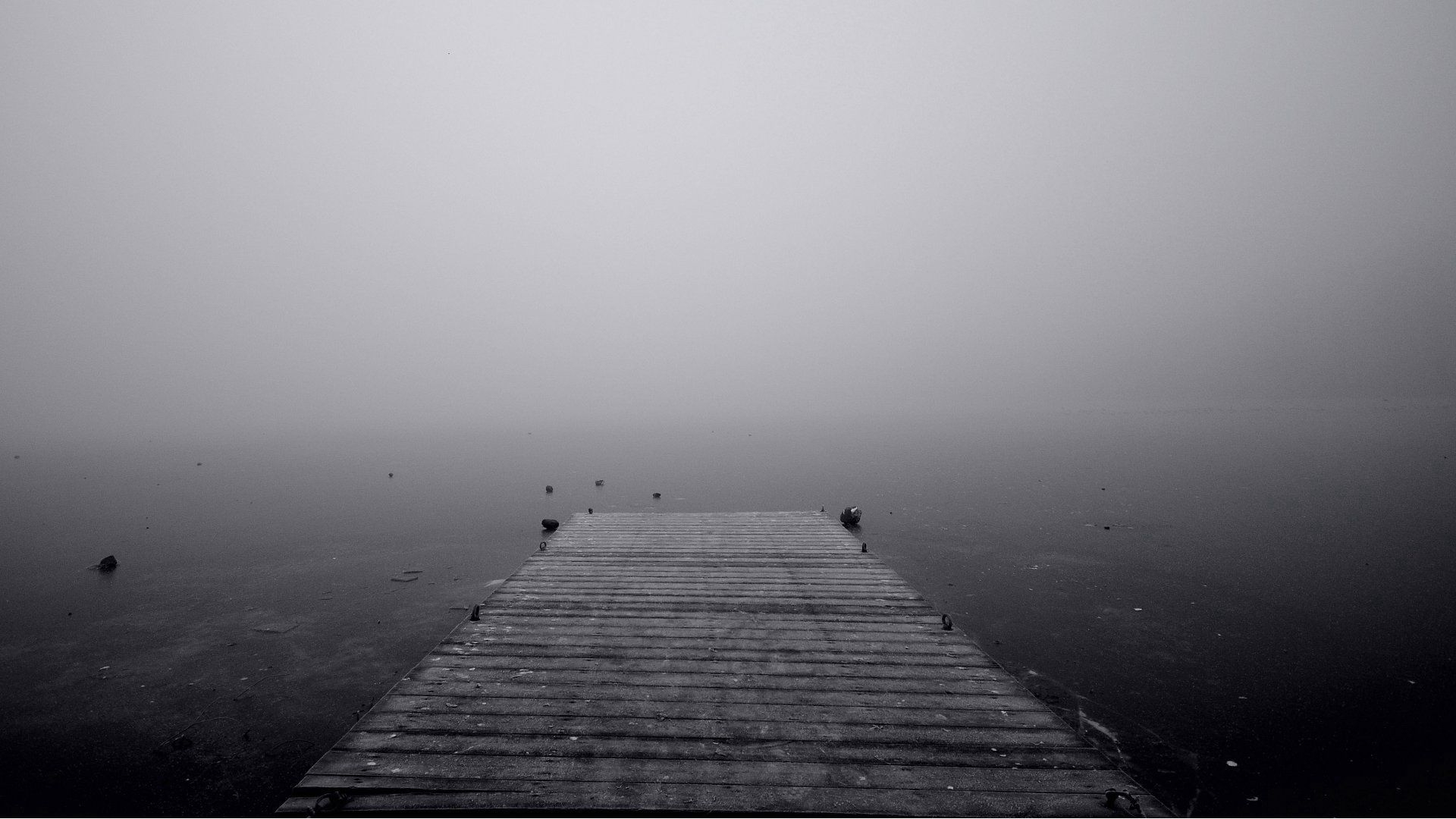 139388 Screensavers and Wallpapers Black And White for phone. Download nature, pier, fog, black and white, unknown, obscurity pictures for free