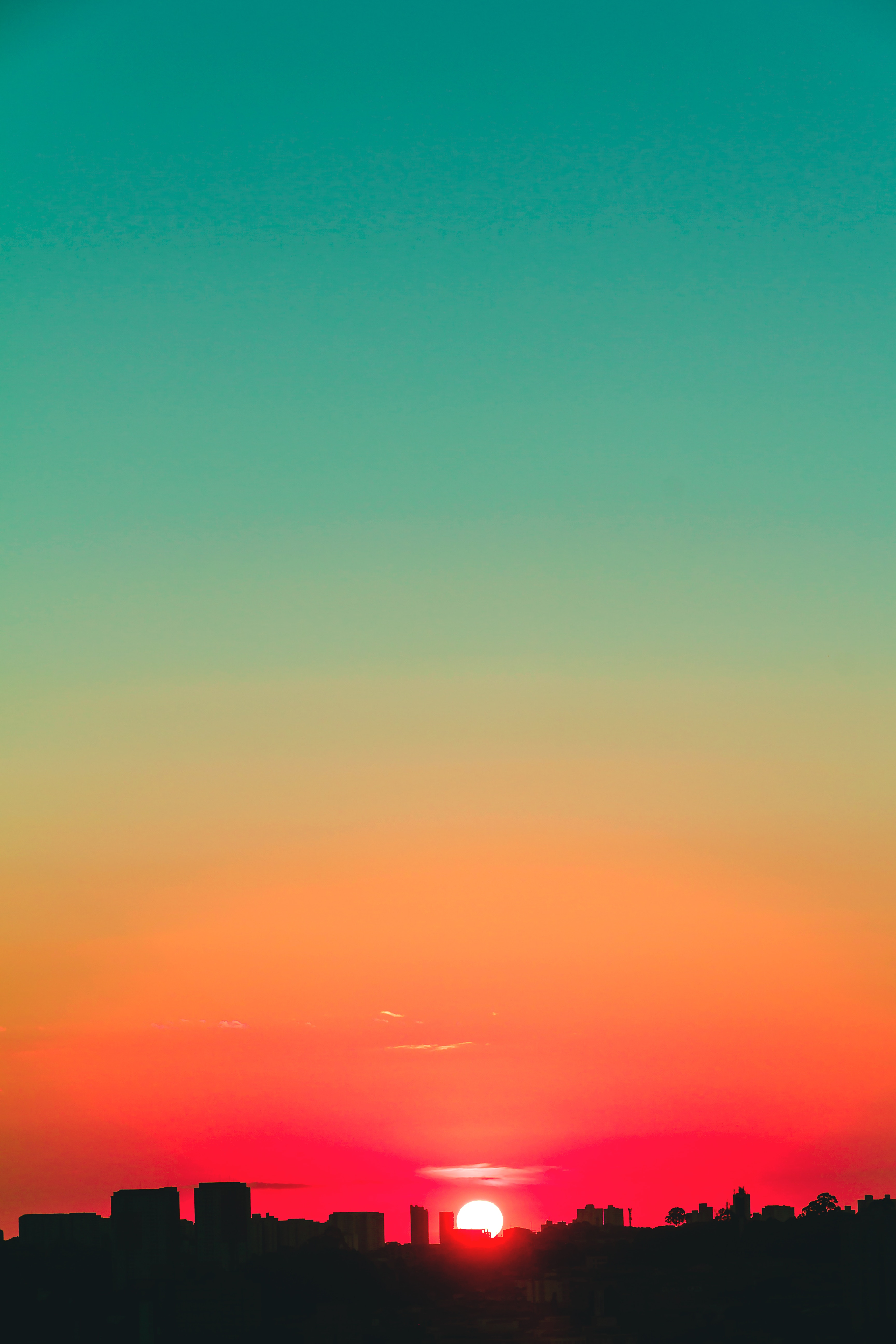 city, cities, sunset, sky, sun, horizon Smartphone Background