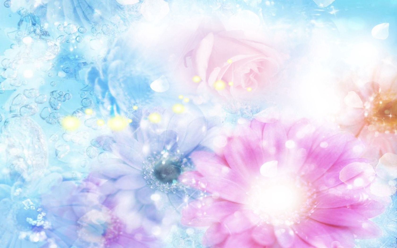 105906 завантажити шпалери квіти, фон, синій, абстракція, рожевий, розмитий, нечіткої, рожеві, квітки, блакитні, ефекти - заставки і картинки безкоштовно