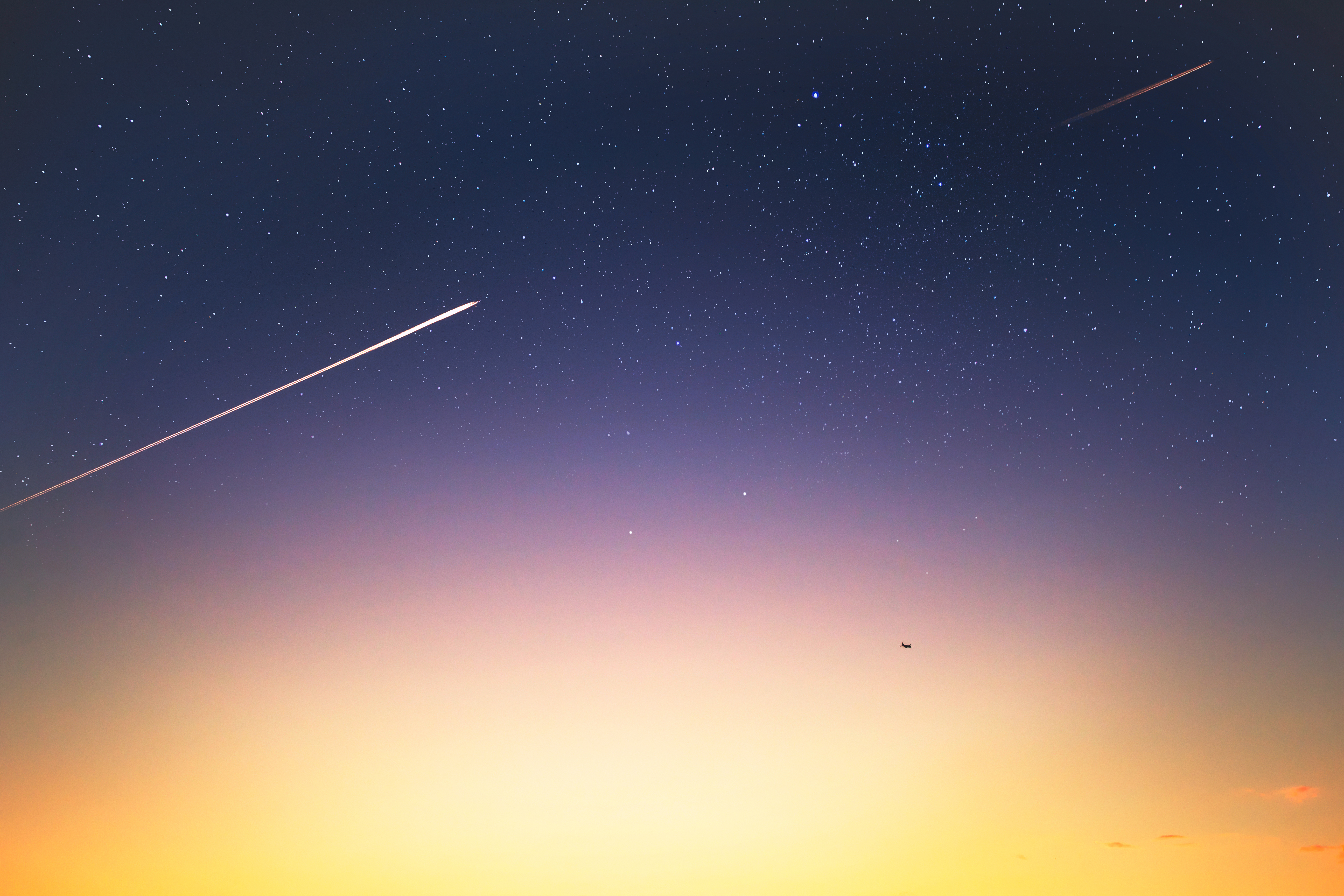 sky, universe, stars, fall, evening, meteorite HD wallpaper