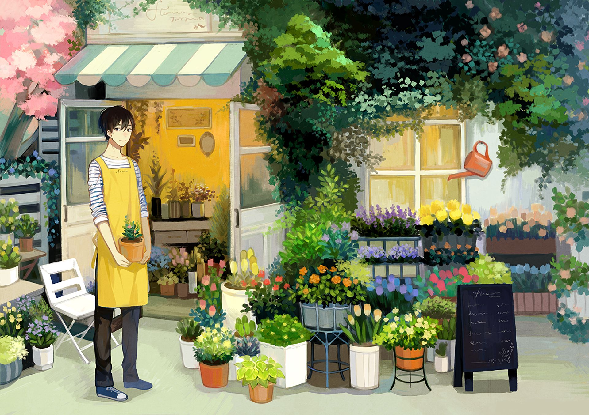 Цветочный магазин арт аниме