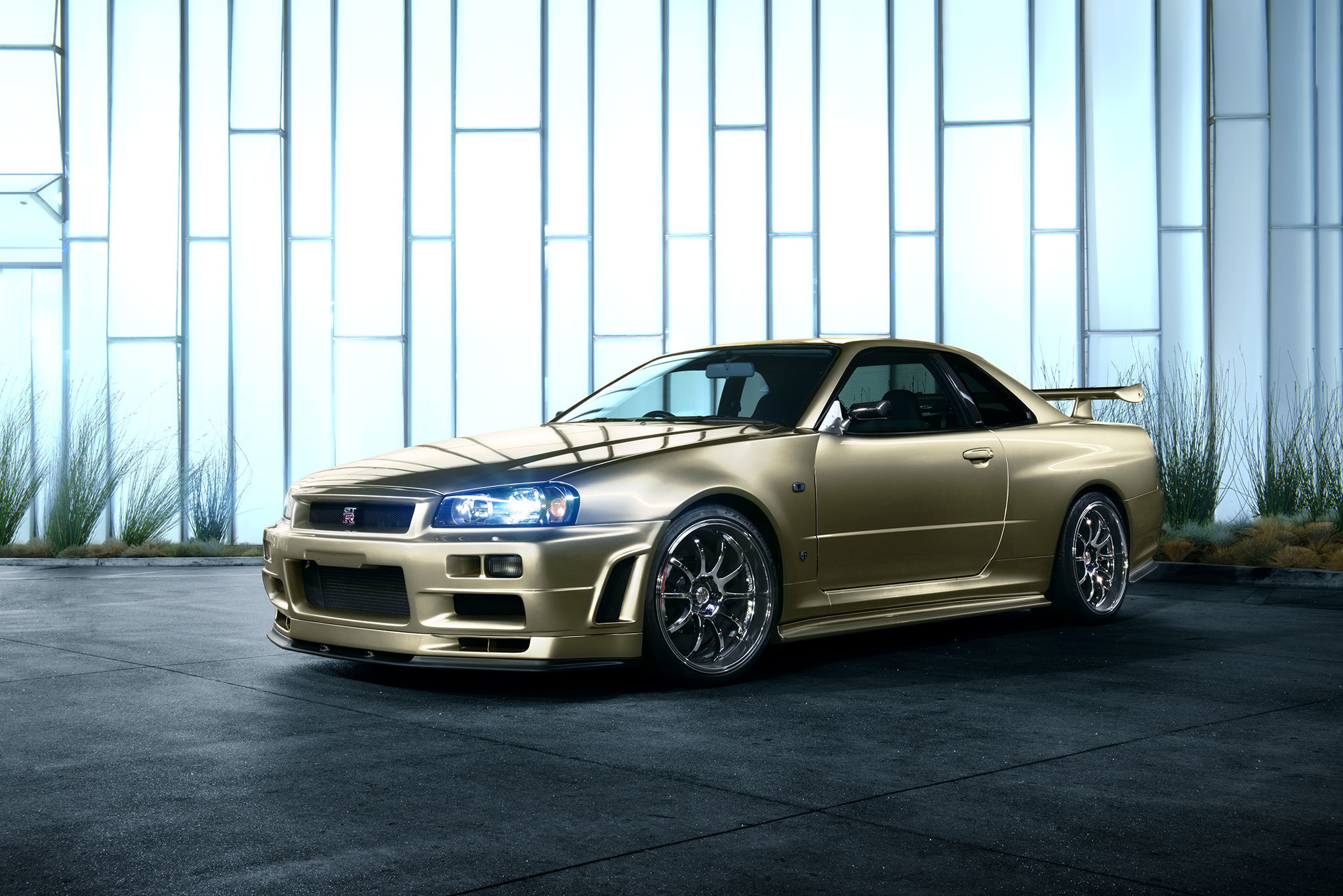 Free Images r34, nissan skyline, side view, cars Golden