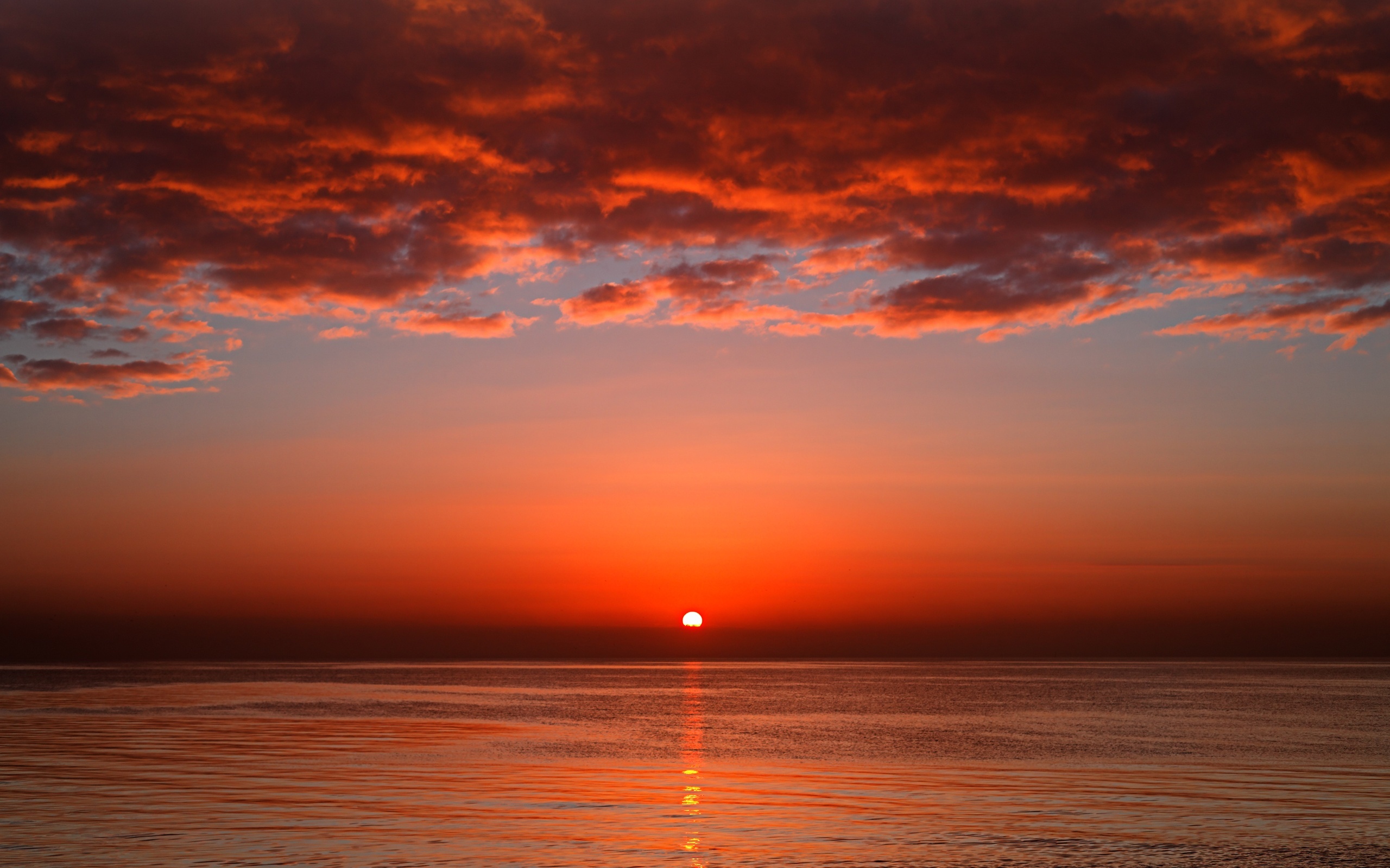 landscape, clouds, sunset, sea, sky, red download HD wallpaper